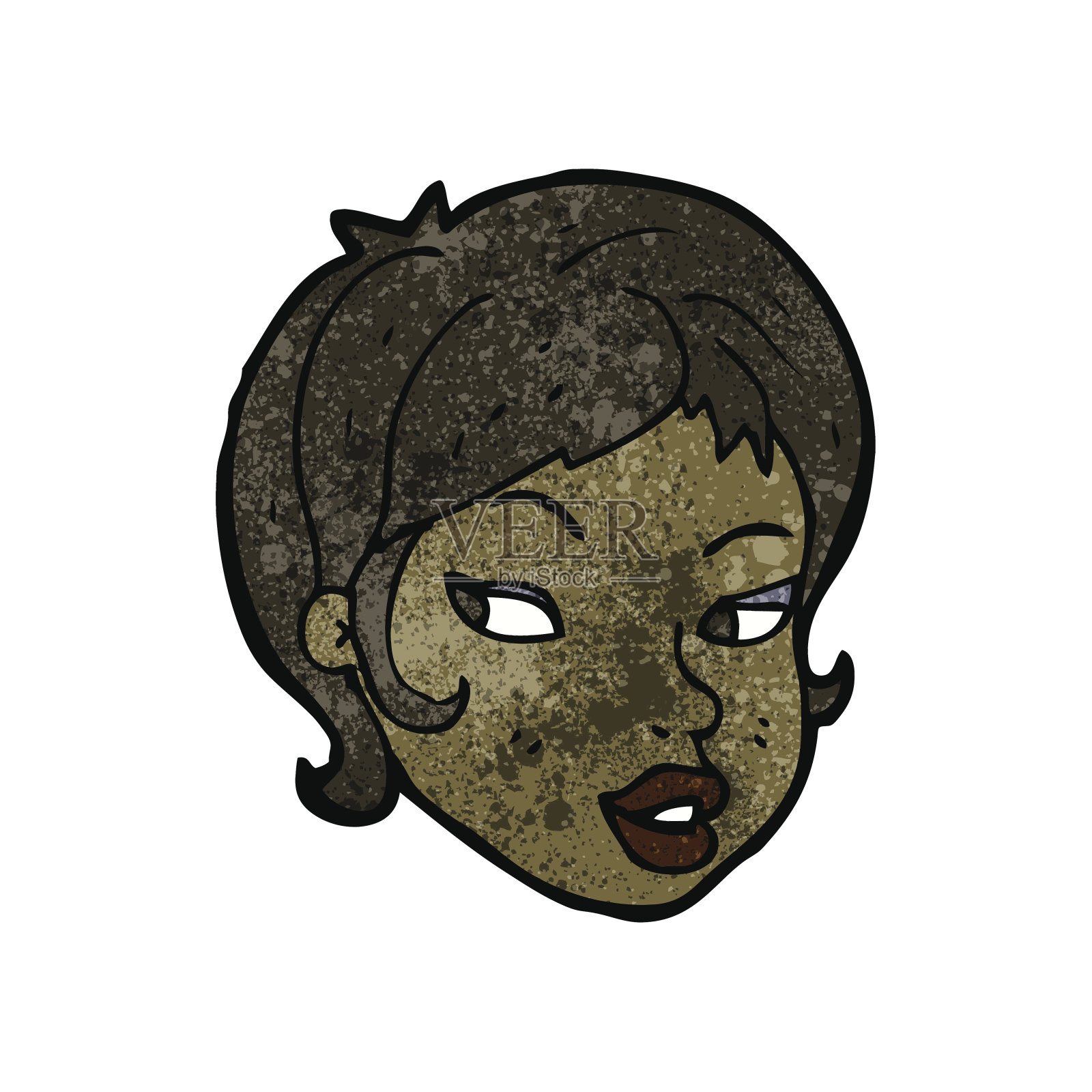 卡通美女脸插画图片素材