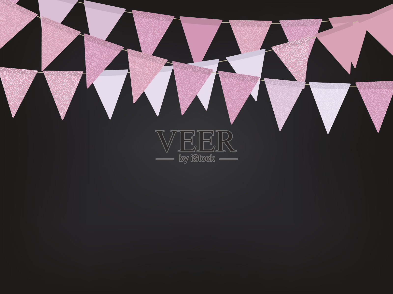 背景与粉红色的旗帜花环为情人节插画图片素材