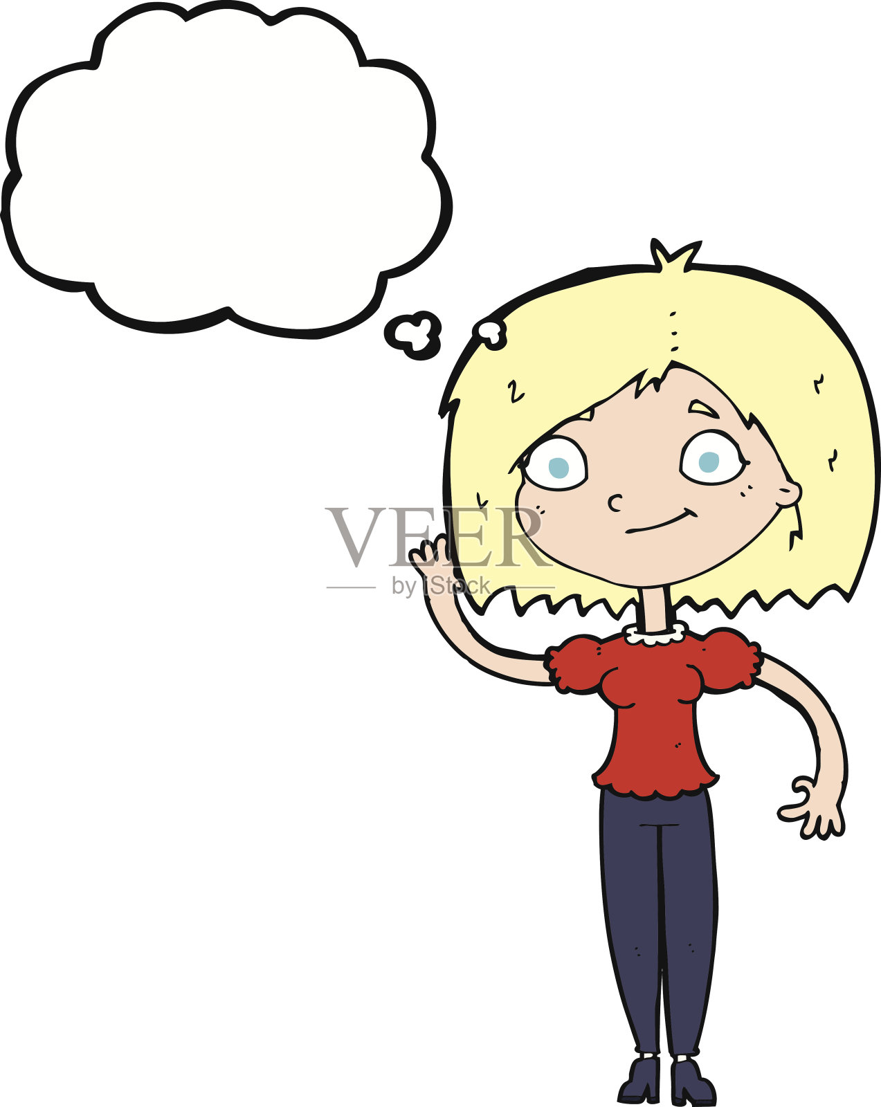 卡通女人挥舞着思想泡泡设计元素图片