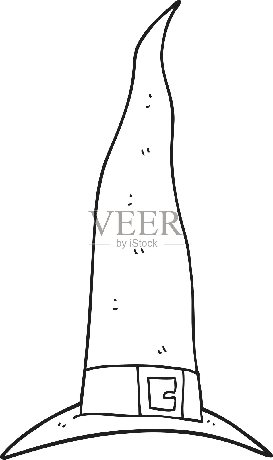 黑白卡通女巫的帽子设计元素图片