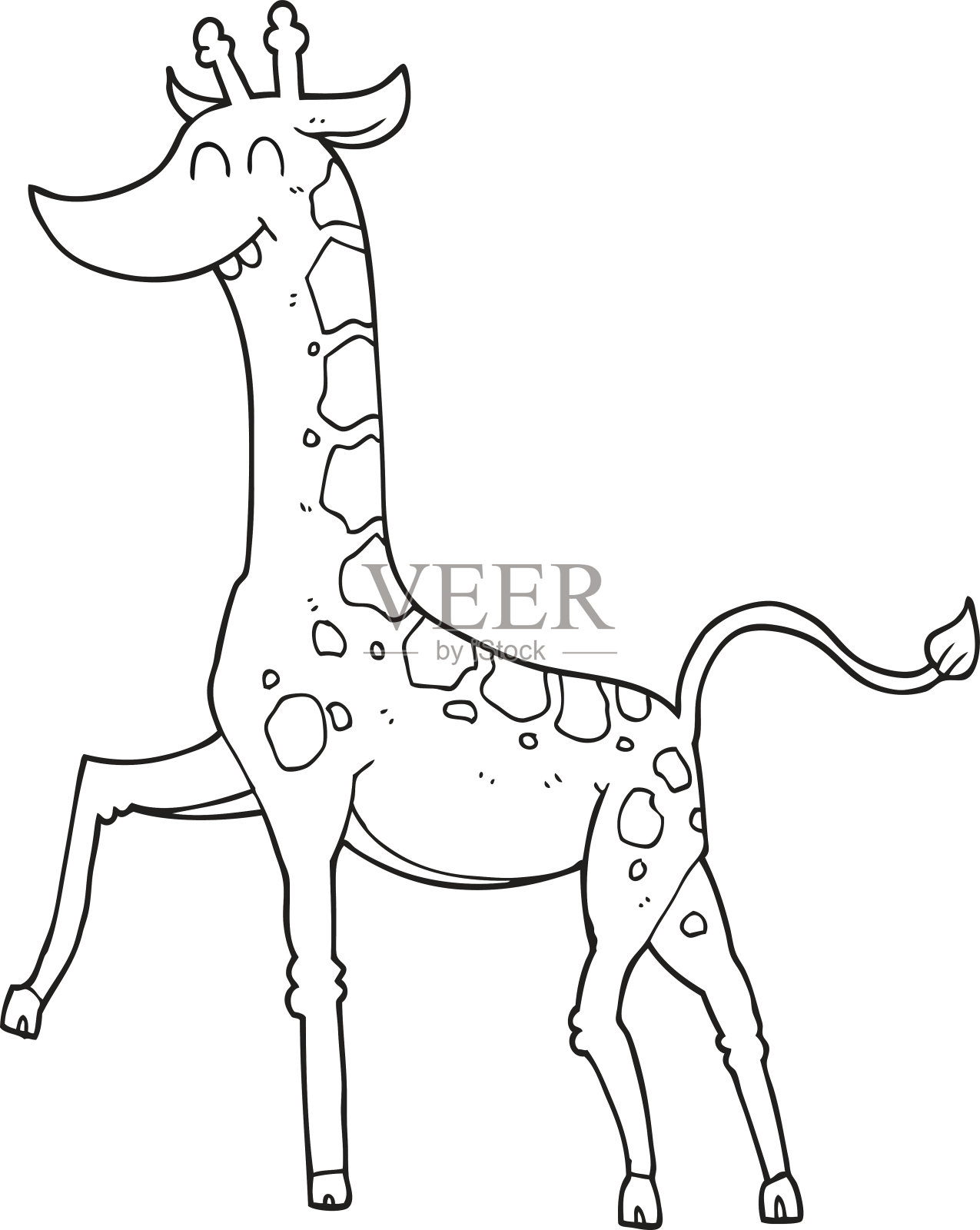 黑白卡通长颈鹿插画图片素材