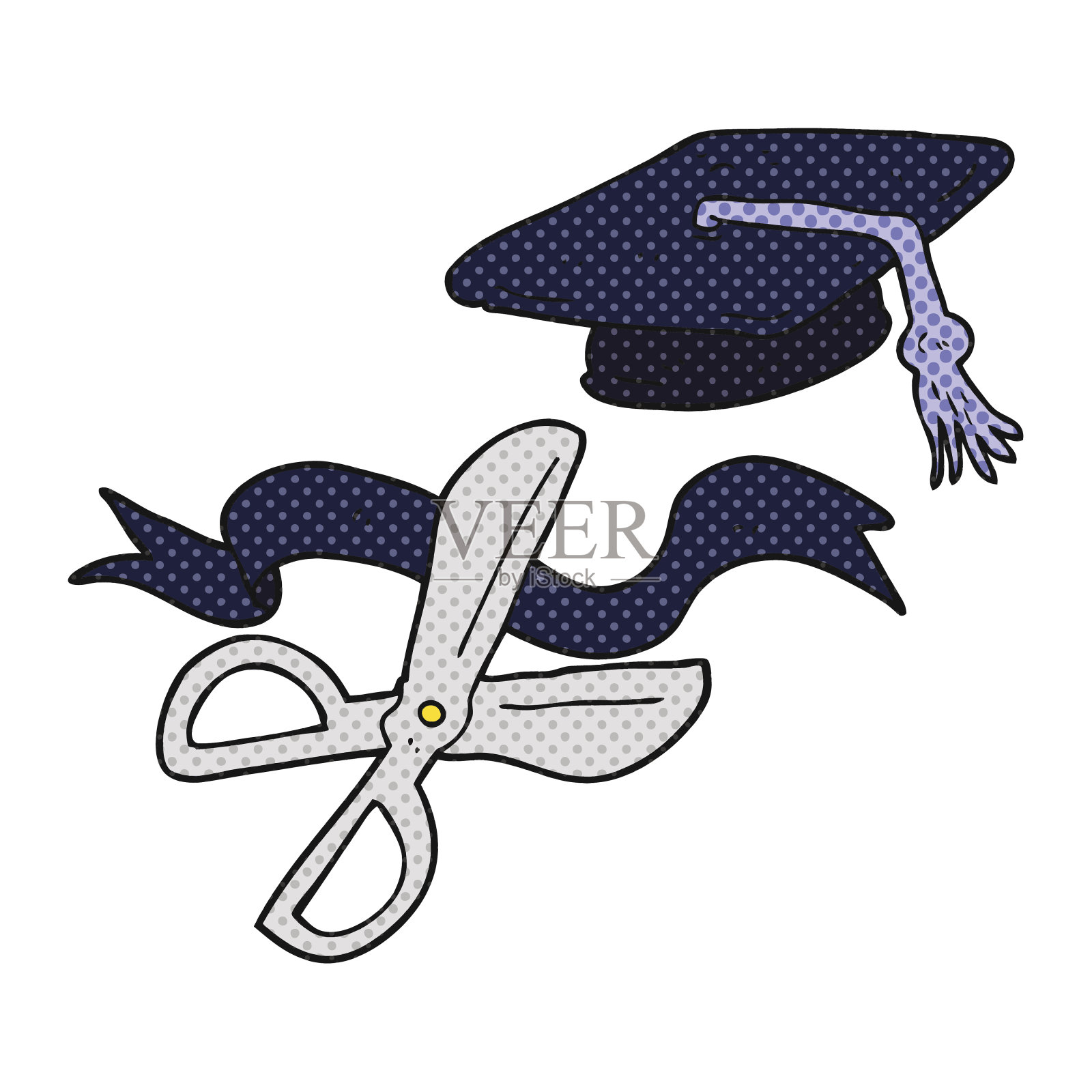 卡通剪子在毕业典礼上剪彩插画图片素材