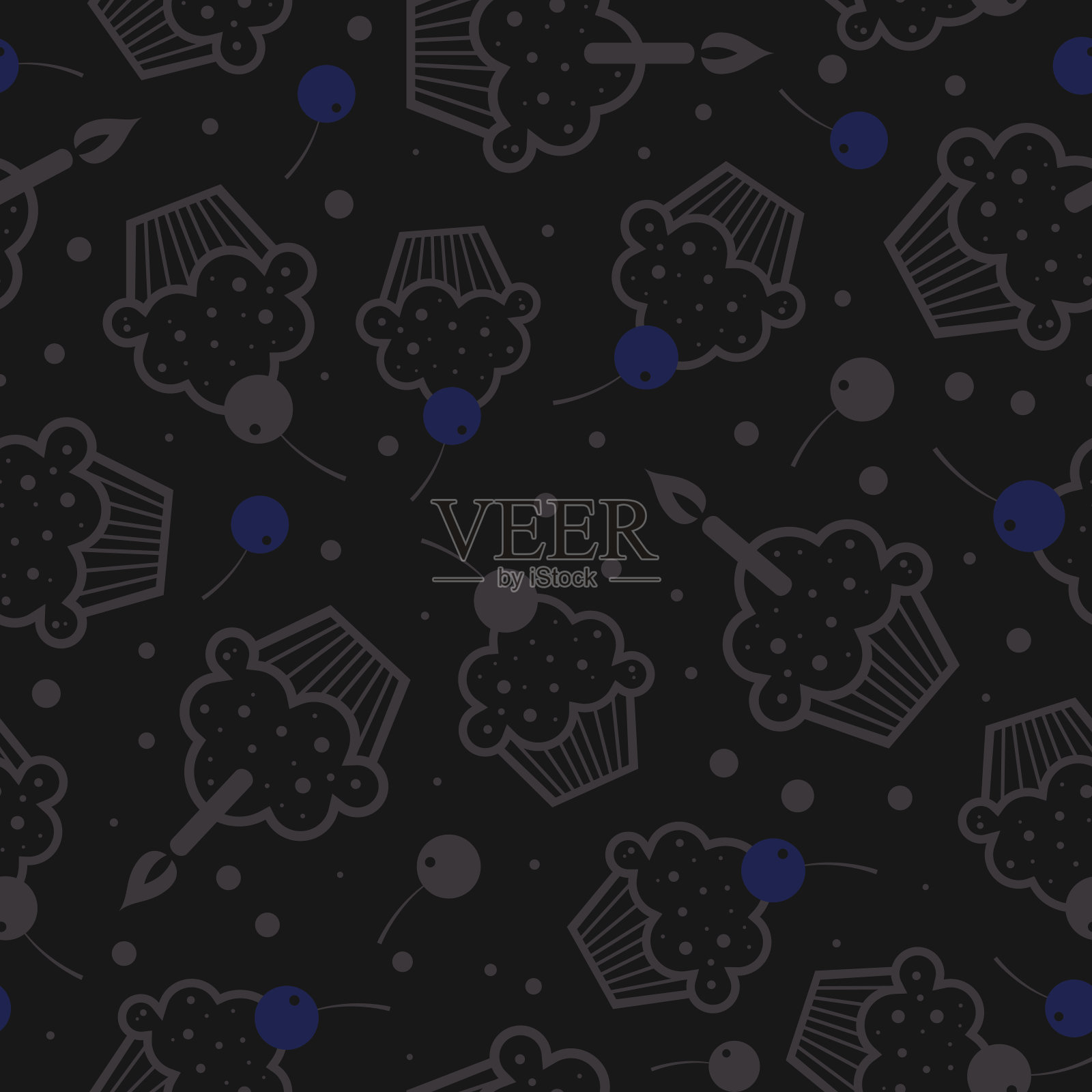 无缝矢量背景与蛋糕。插画图片素材