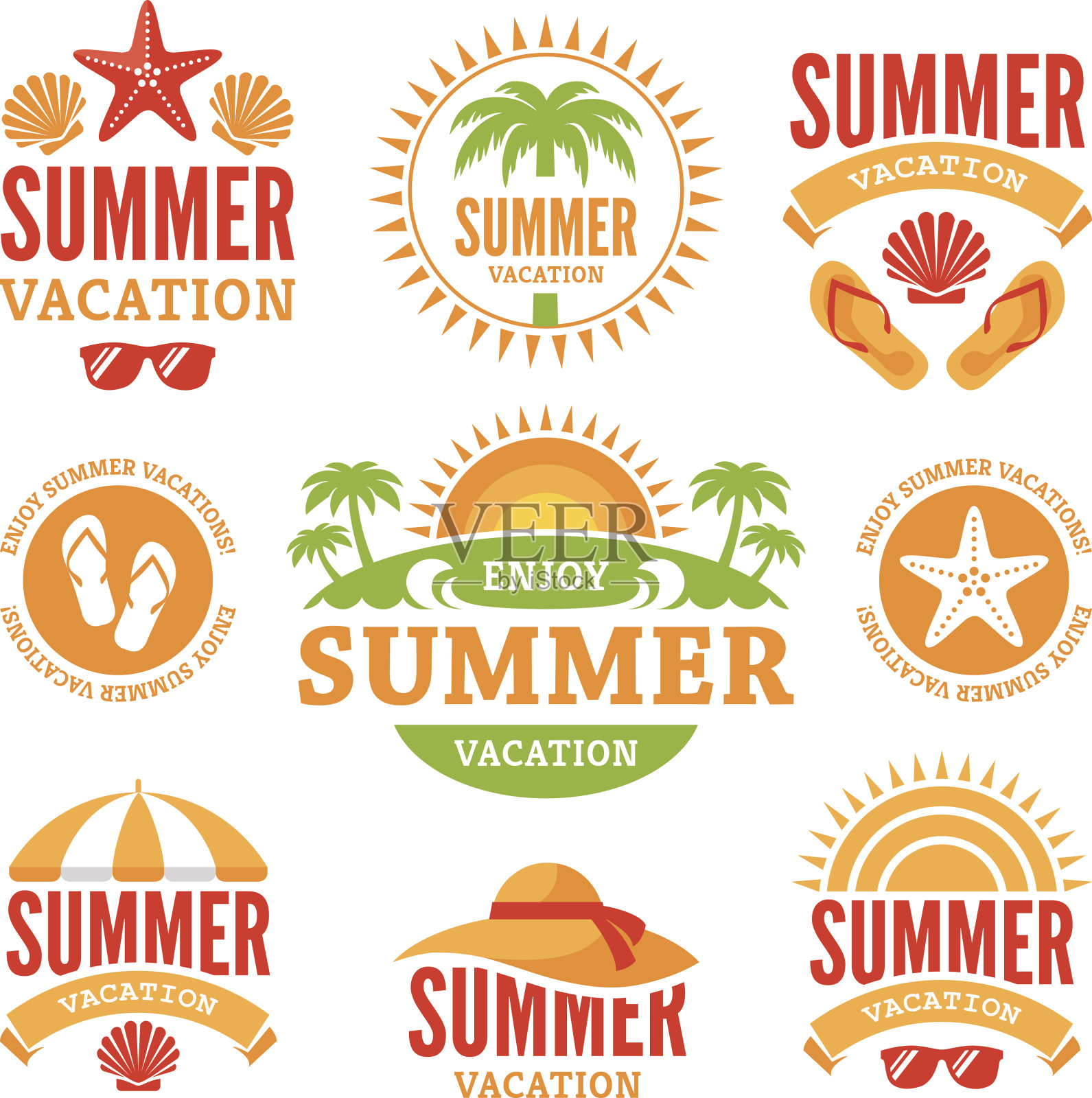 暑假的标签插画图片素材