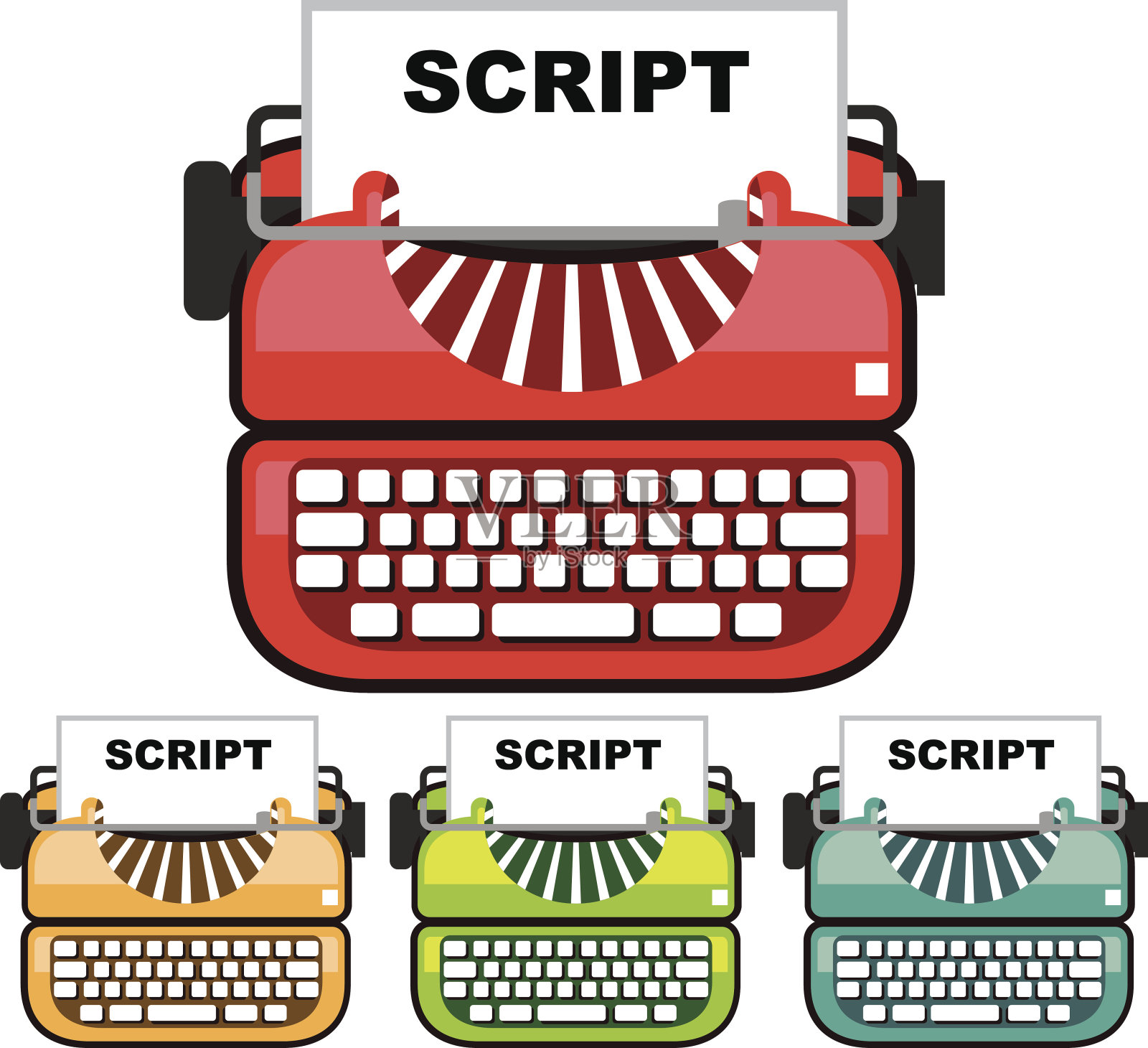 脚本打字机插画图片素材