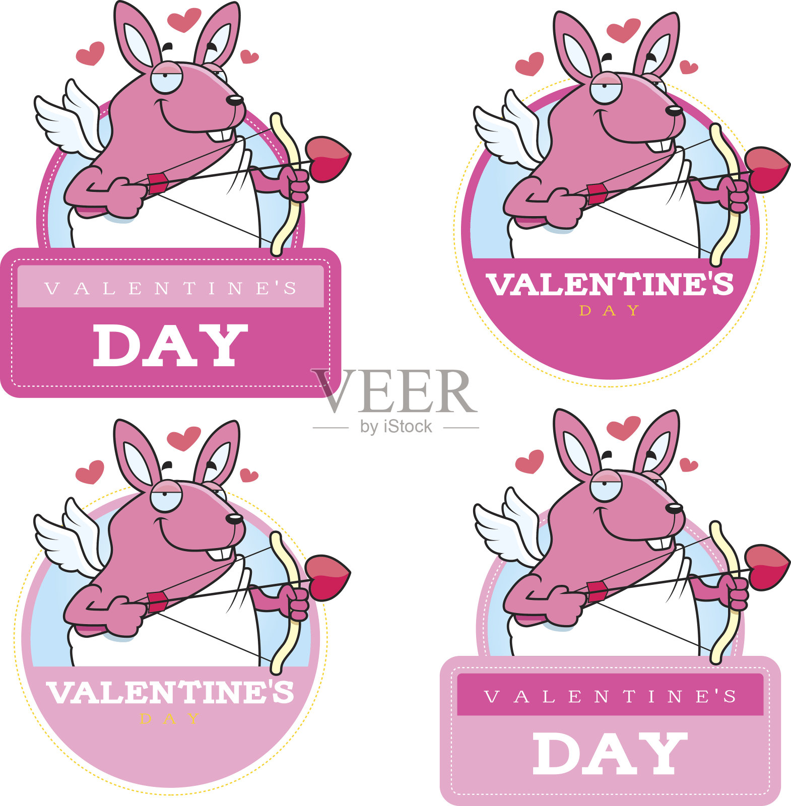 卡通兔子丘比特图形插画图片素材