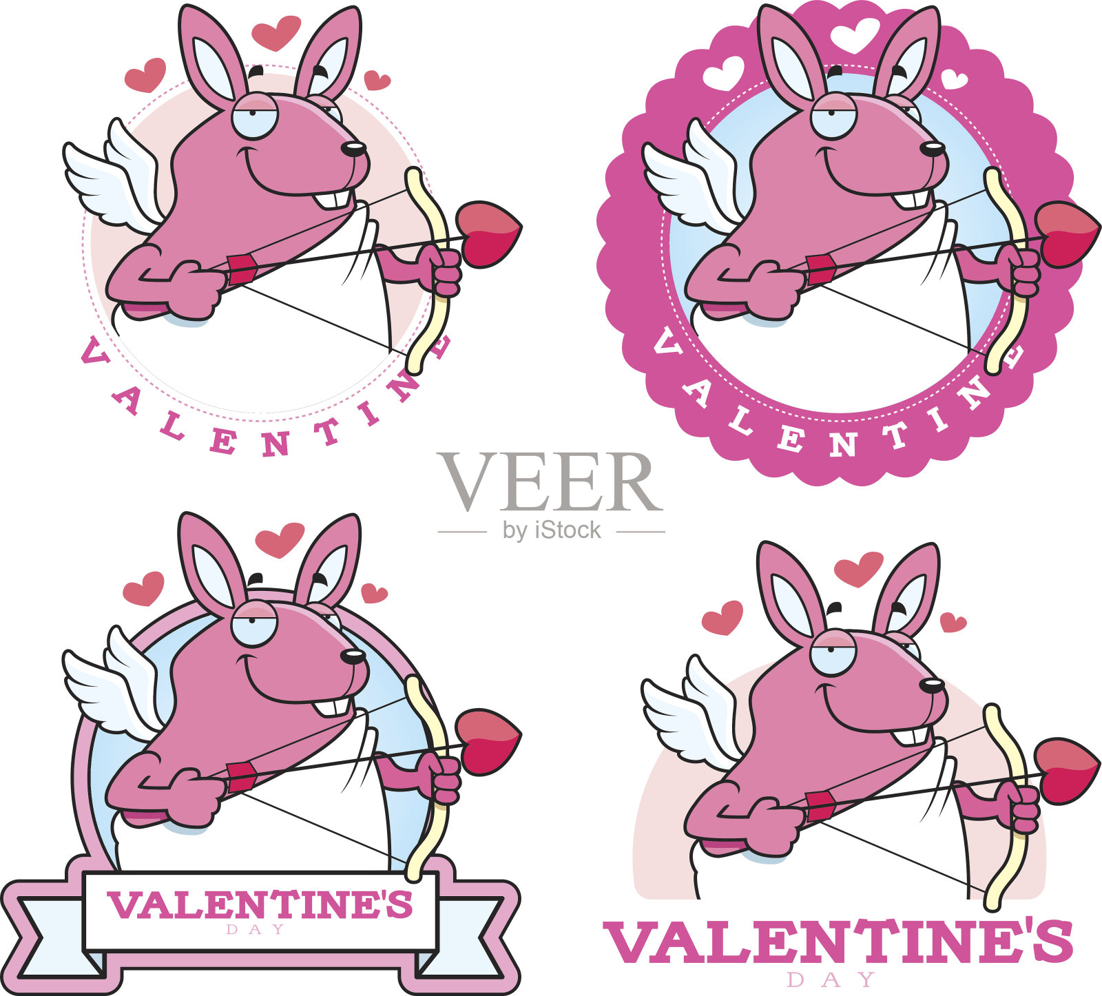 卡通兔子丘比特图形插画图片素材