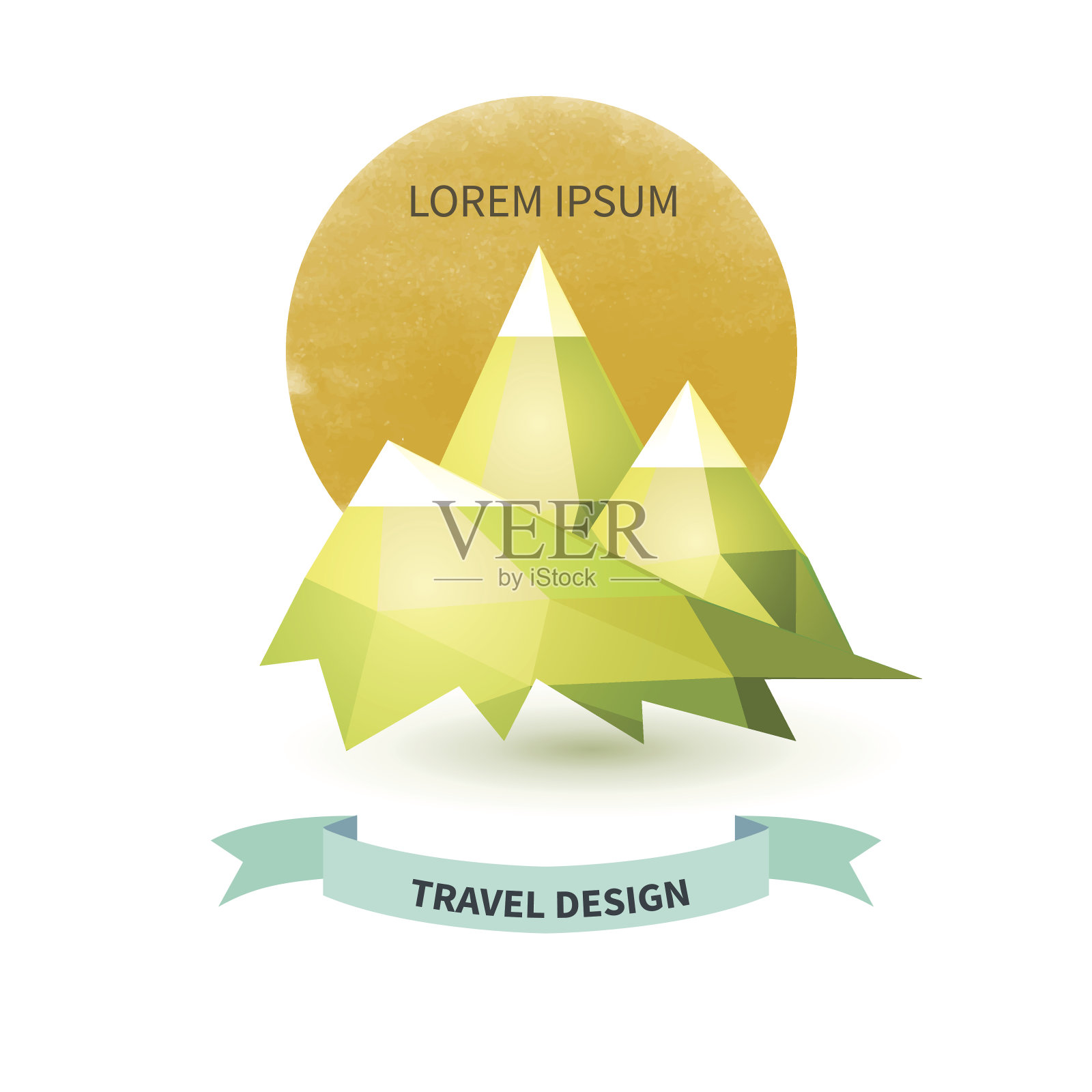 几何noumtain。旅行的设计。孤立在白色的。插画图片素材