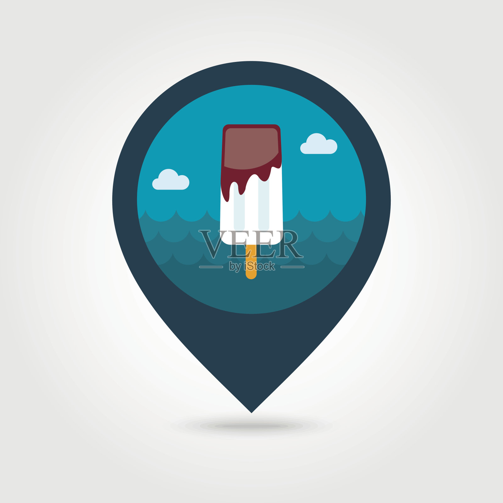 冰淇淋大头针地图图标。夏天。假期插画图片素材