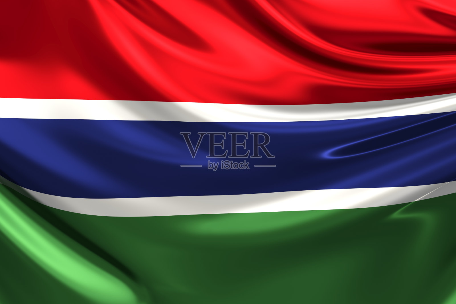 冈比亚国旗。3d插图照片摄影图片