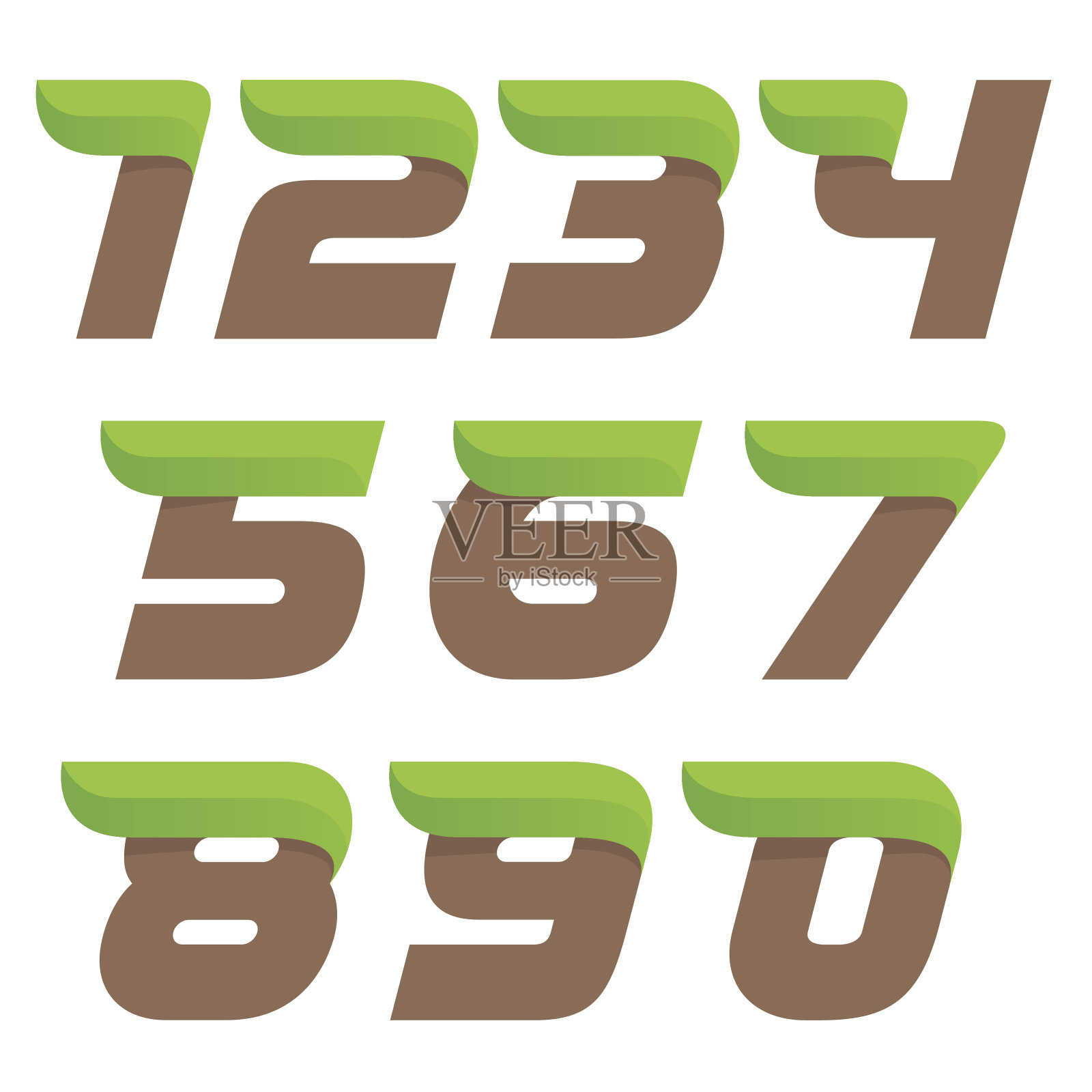 数字设置图标与速度绿色叶子。插画图片素材