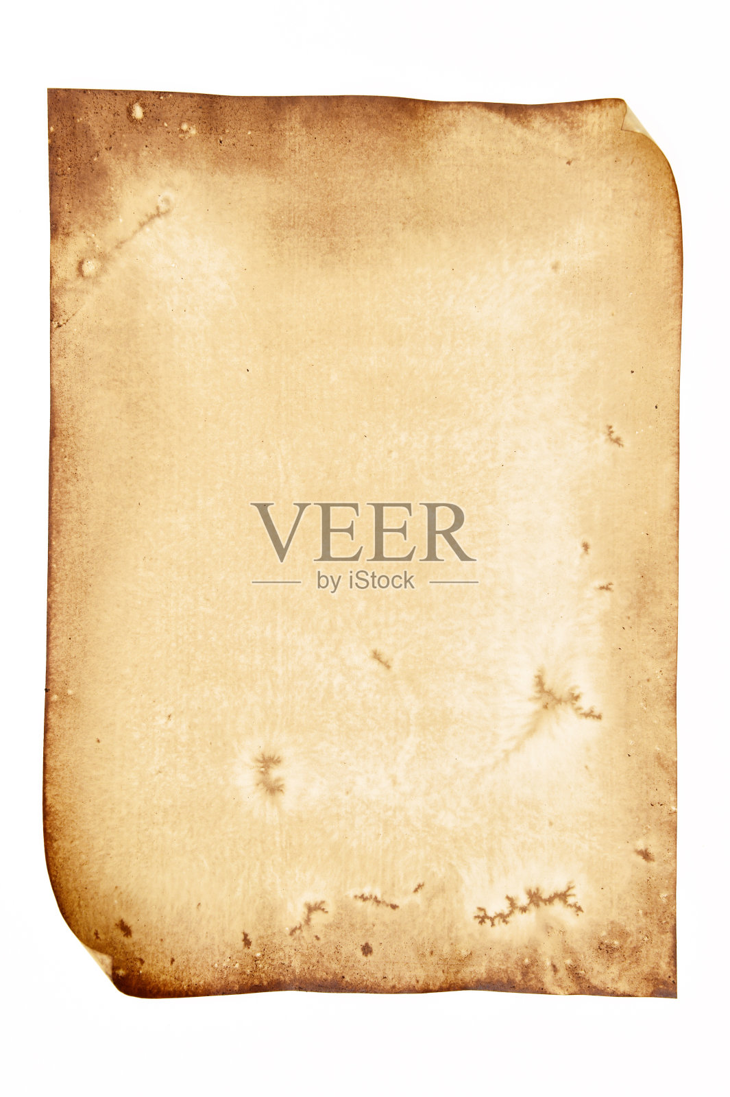 在白色背景上孤立的旧纸照片摄影图片