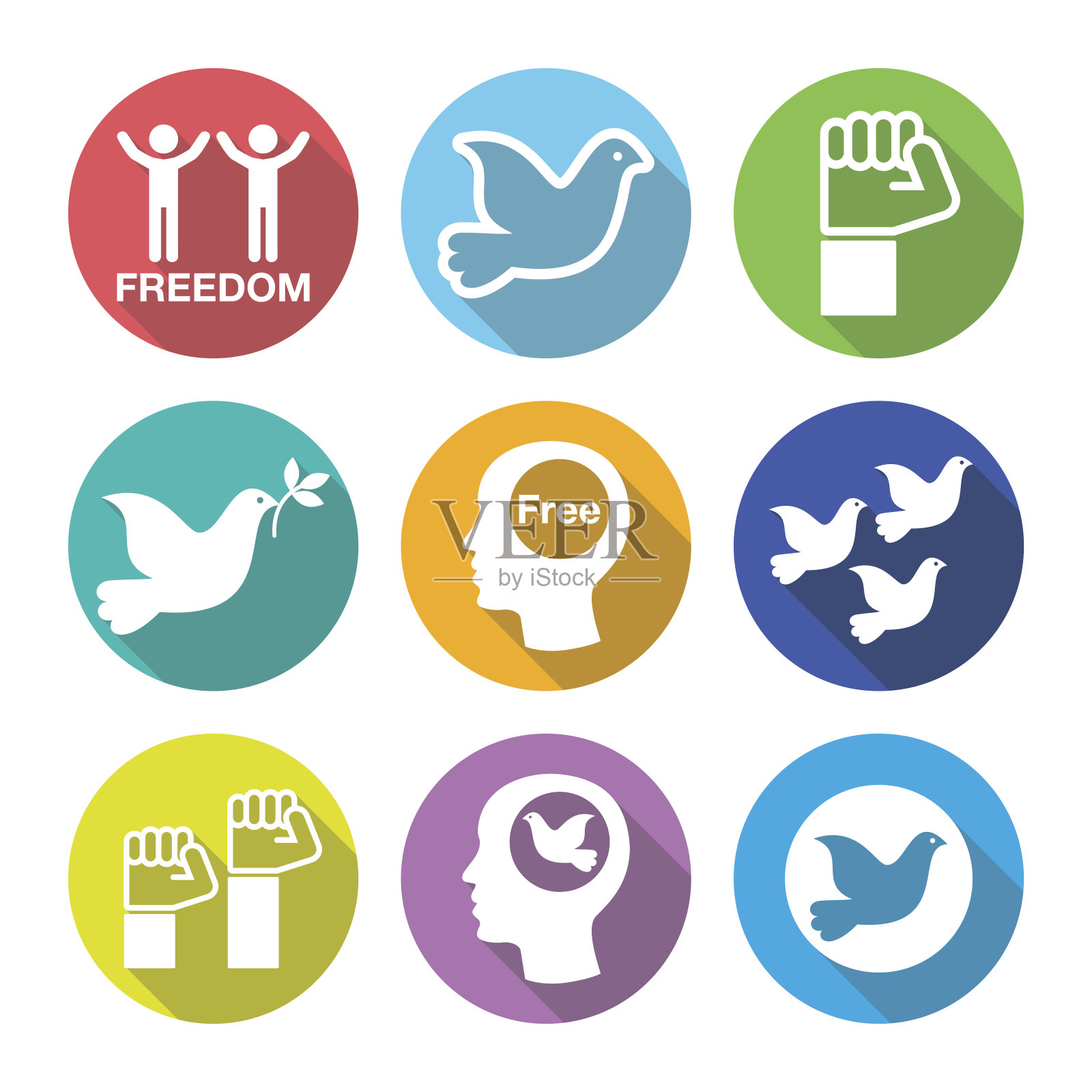 自由平面设计圆形图标集插画图片素材