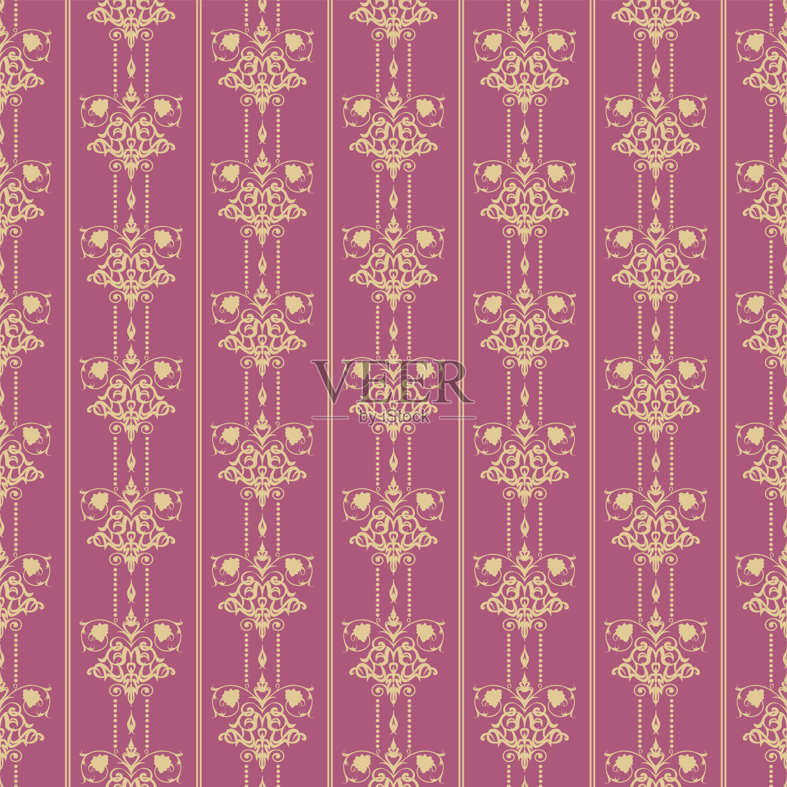 复古墙纸无缝图案。插画图片素材