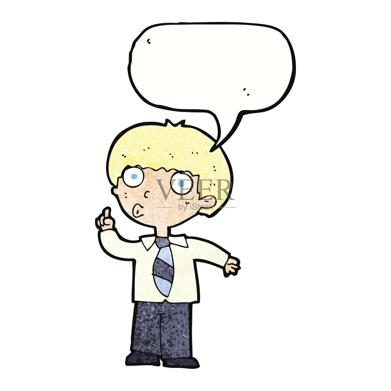 卡通学校的男孩与问题与讲话气泡设计元素图片