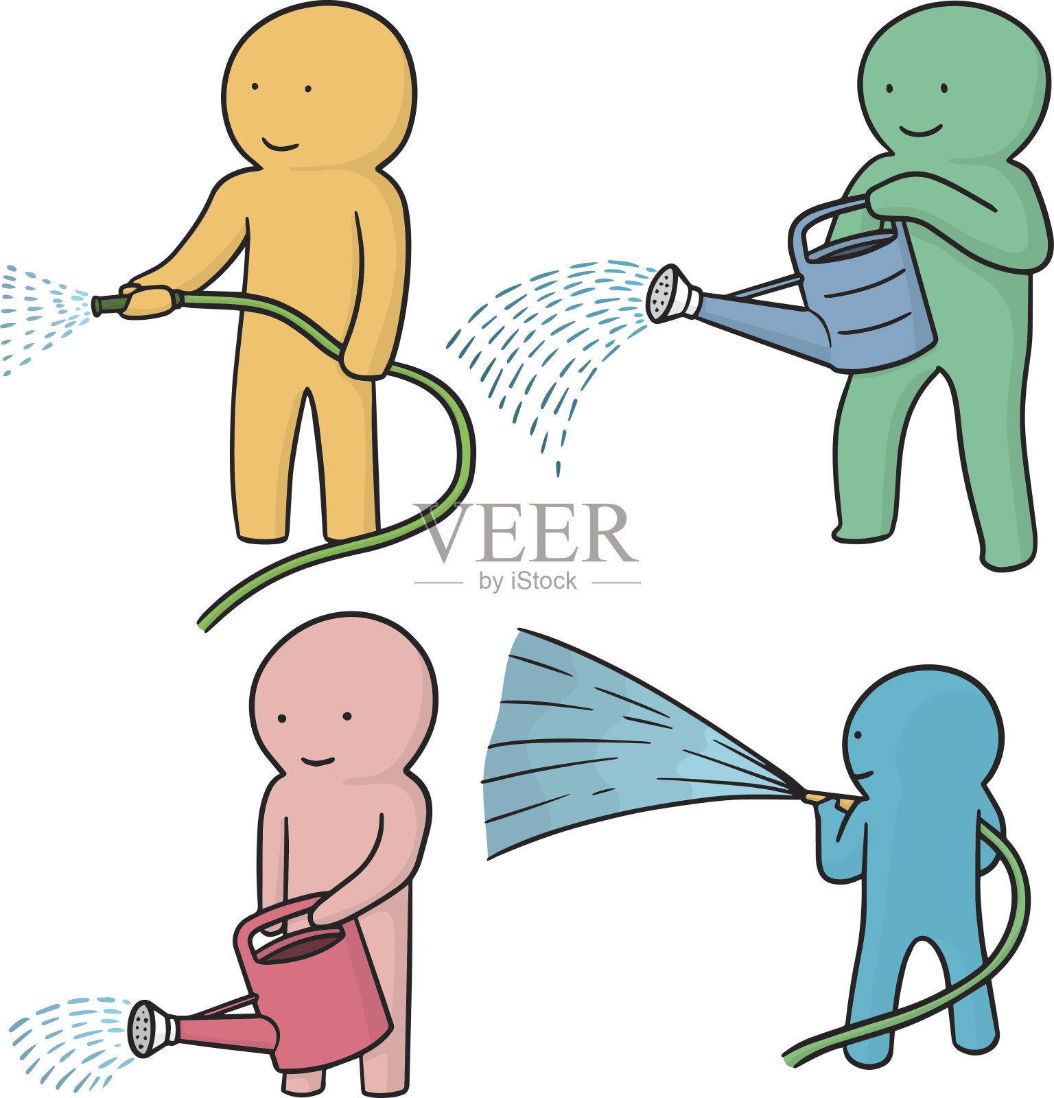 由喷壶和喷管组成的矢量喷壶设计元素图片