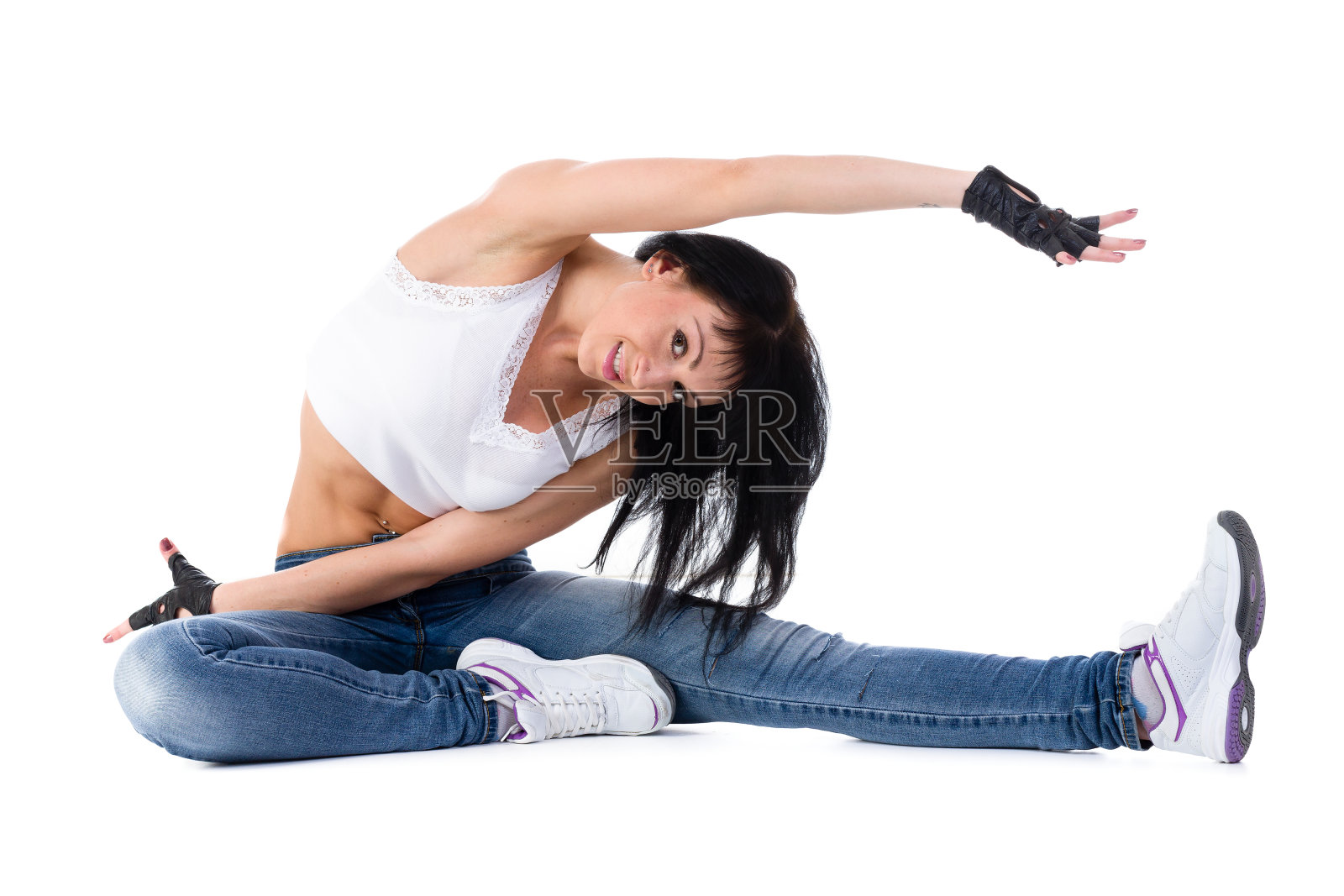 年轻的健身妇女做运动照片摄影图片