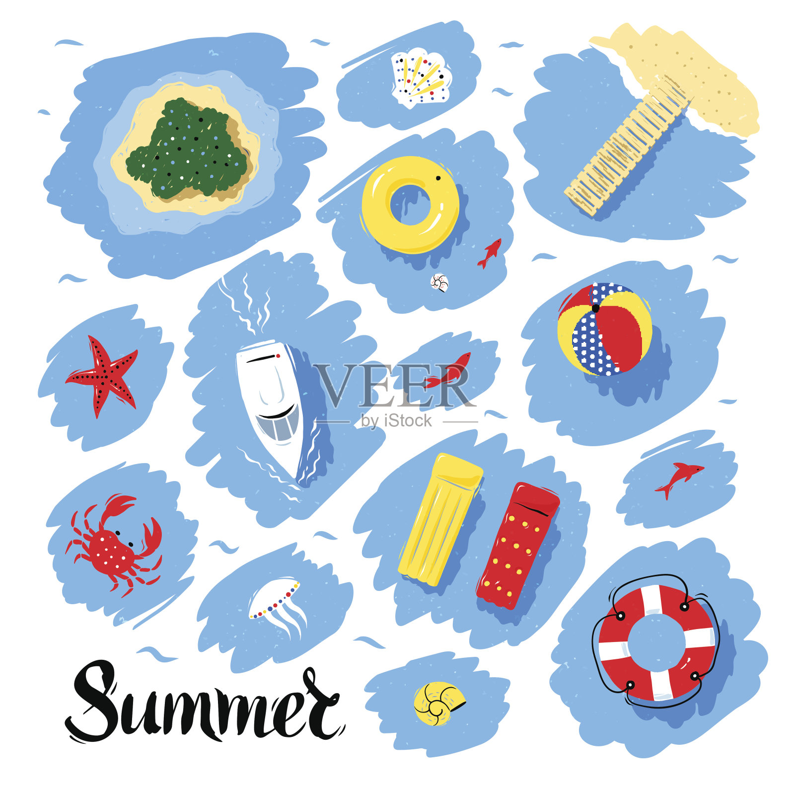 夏季俯视图向量集设计元素图片