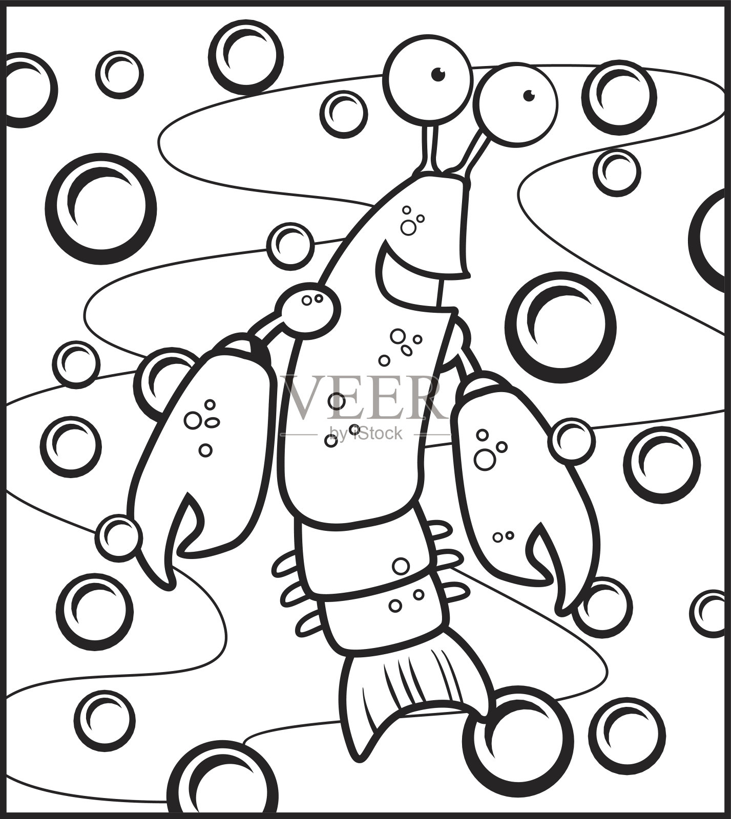 小龙虾在水下插画图片素材