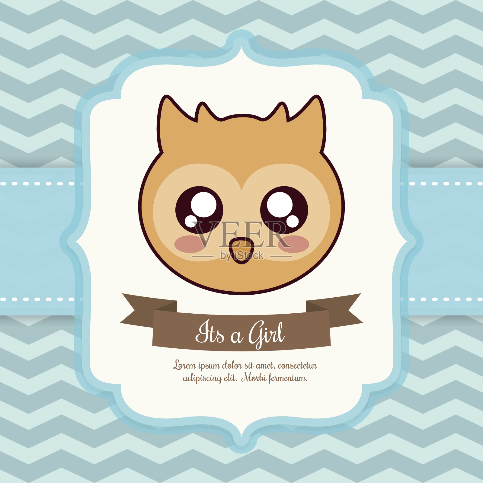 卡哇伊猫头鹰。婴儿淋浴设计。矢量图形插画图片素材