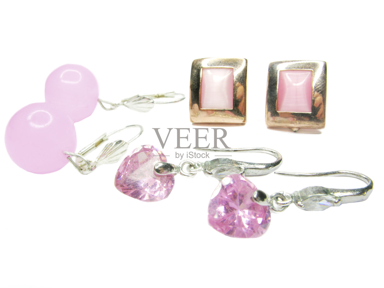 粉红色的耳环，珍贵的珠宝照片摄影图片