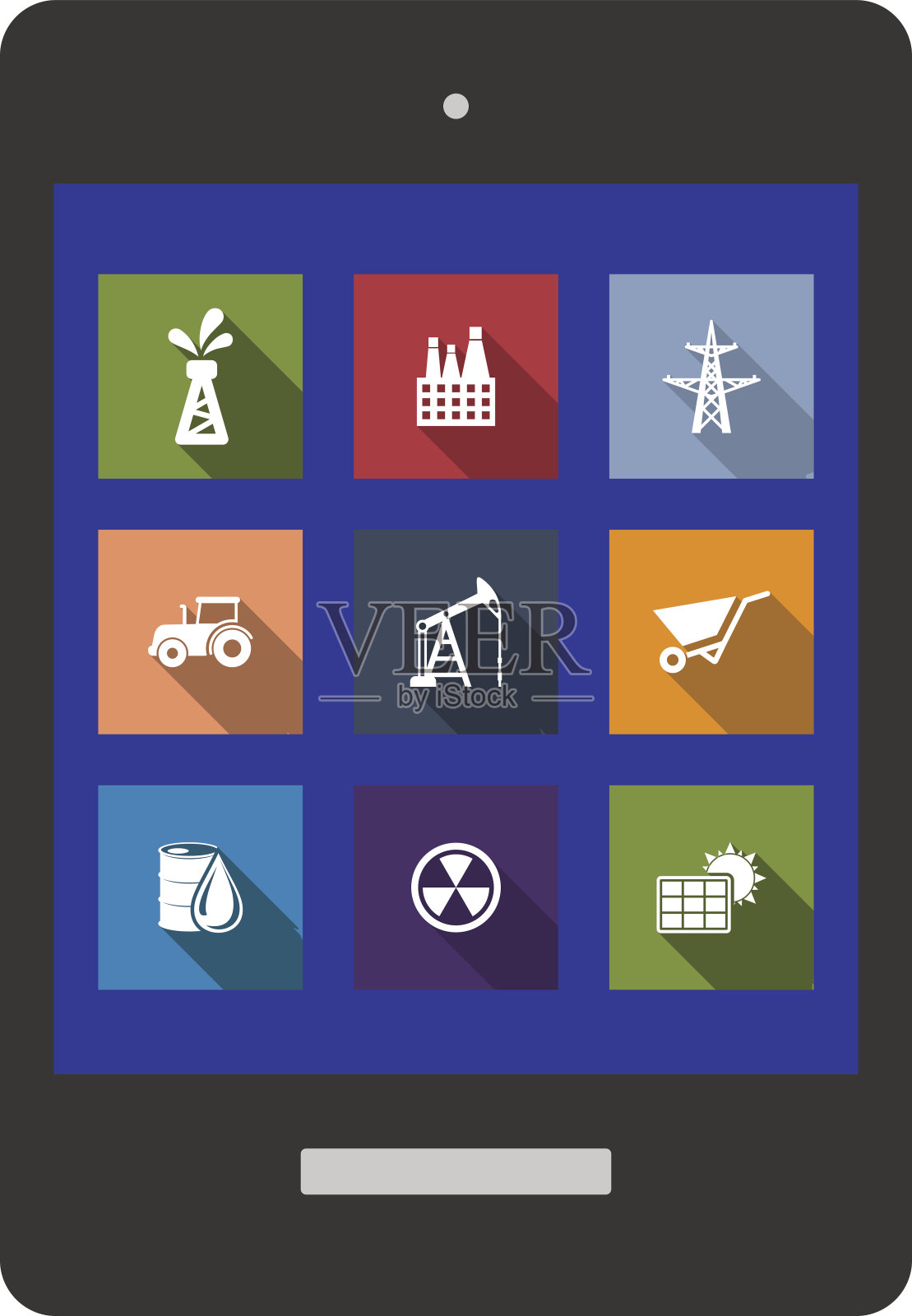 一套扁平的工业图标图标素材