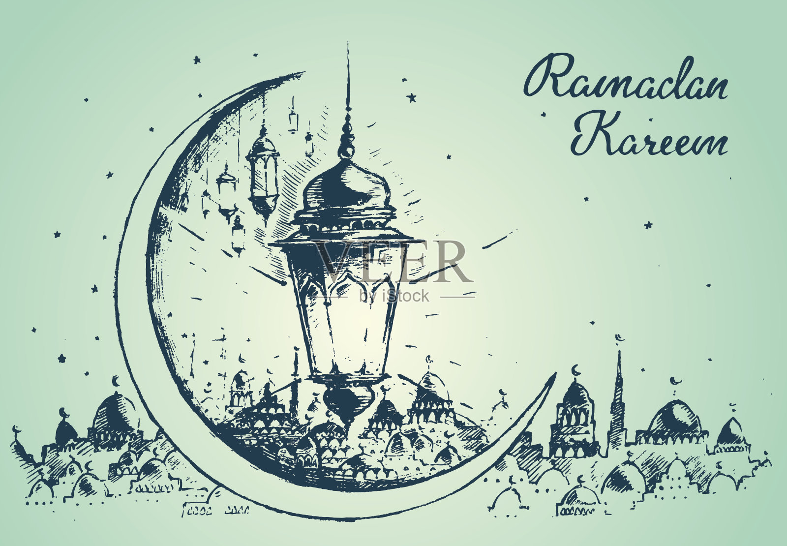 16、碧波灯塔鸟夏海旗插画图片素材