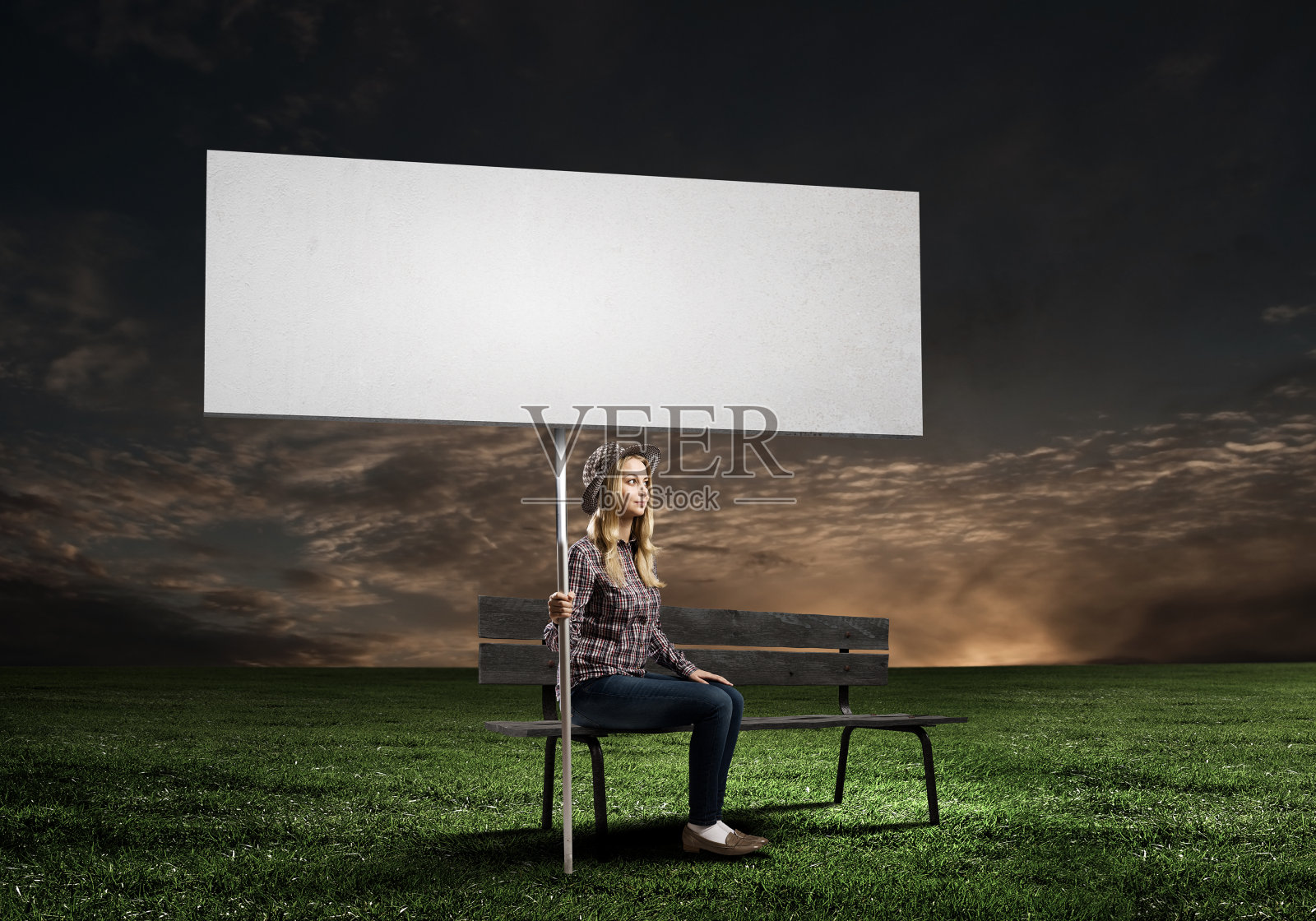 横幅的女孩照片摄影图片