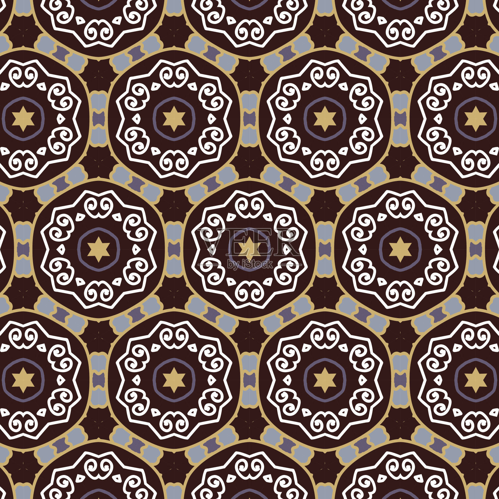 花边花民族装饰无缝图案插画图片素材