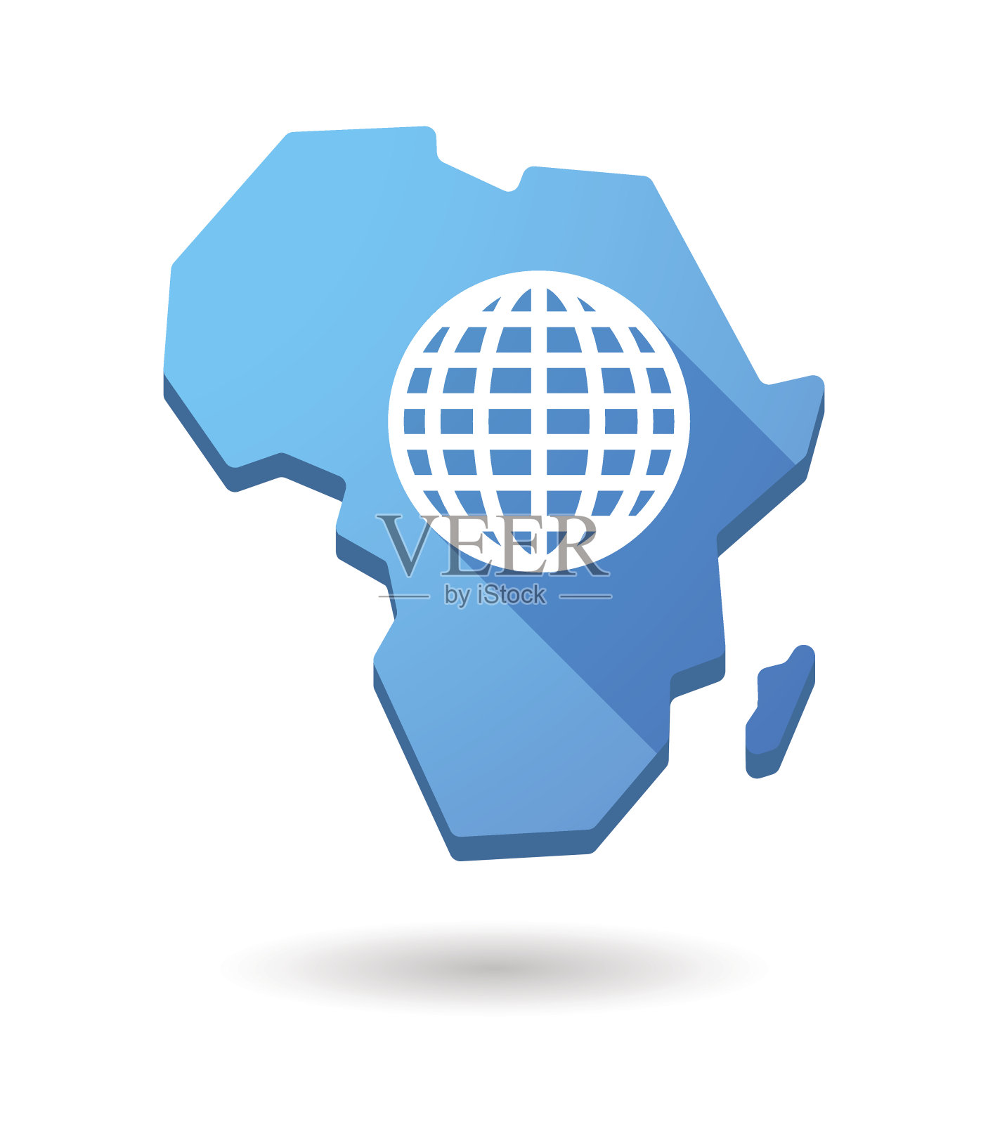 非洲大陆地图图标与世界地球仪插画图片素材