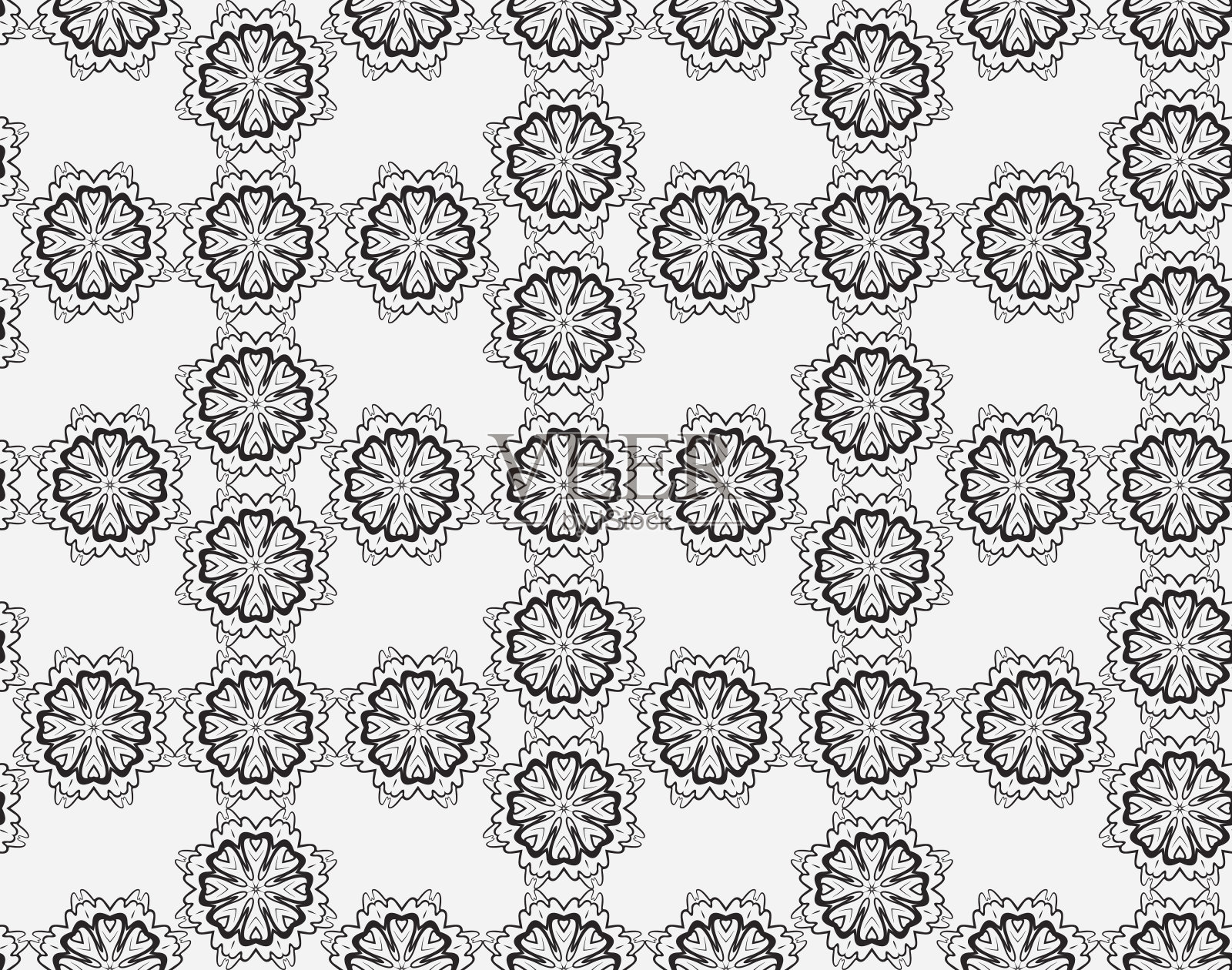 无缝黑白图案配阿拉伯镂花图案插画图片素材
