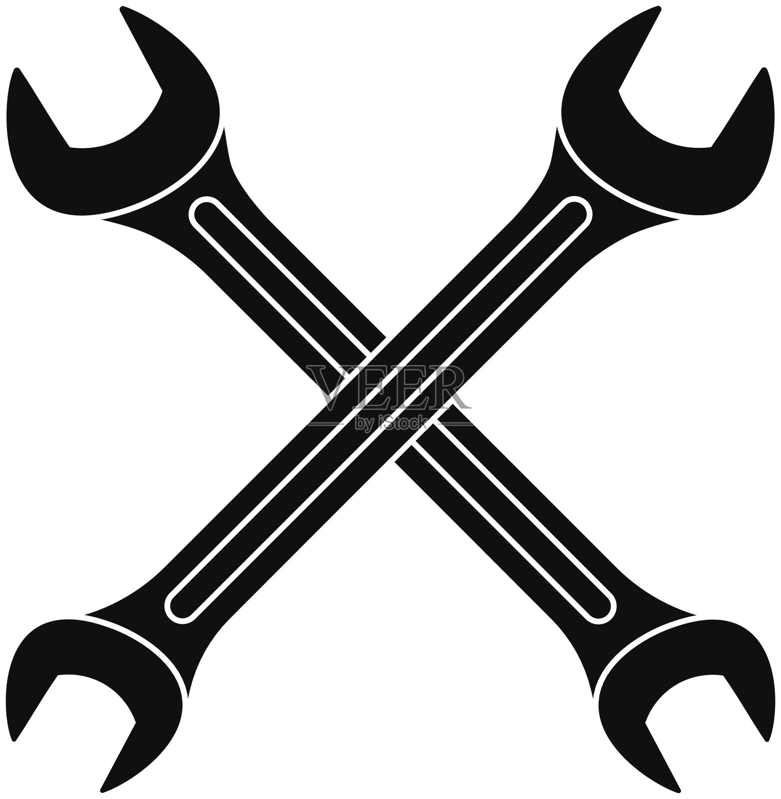 扳手的黑色图标