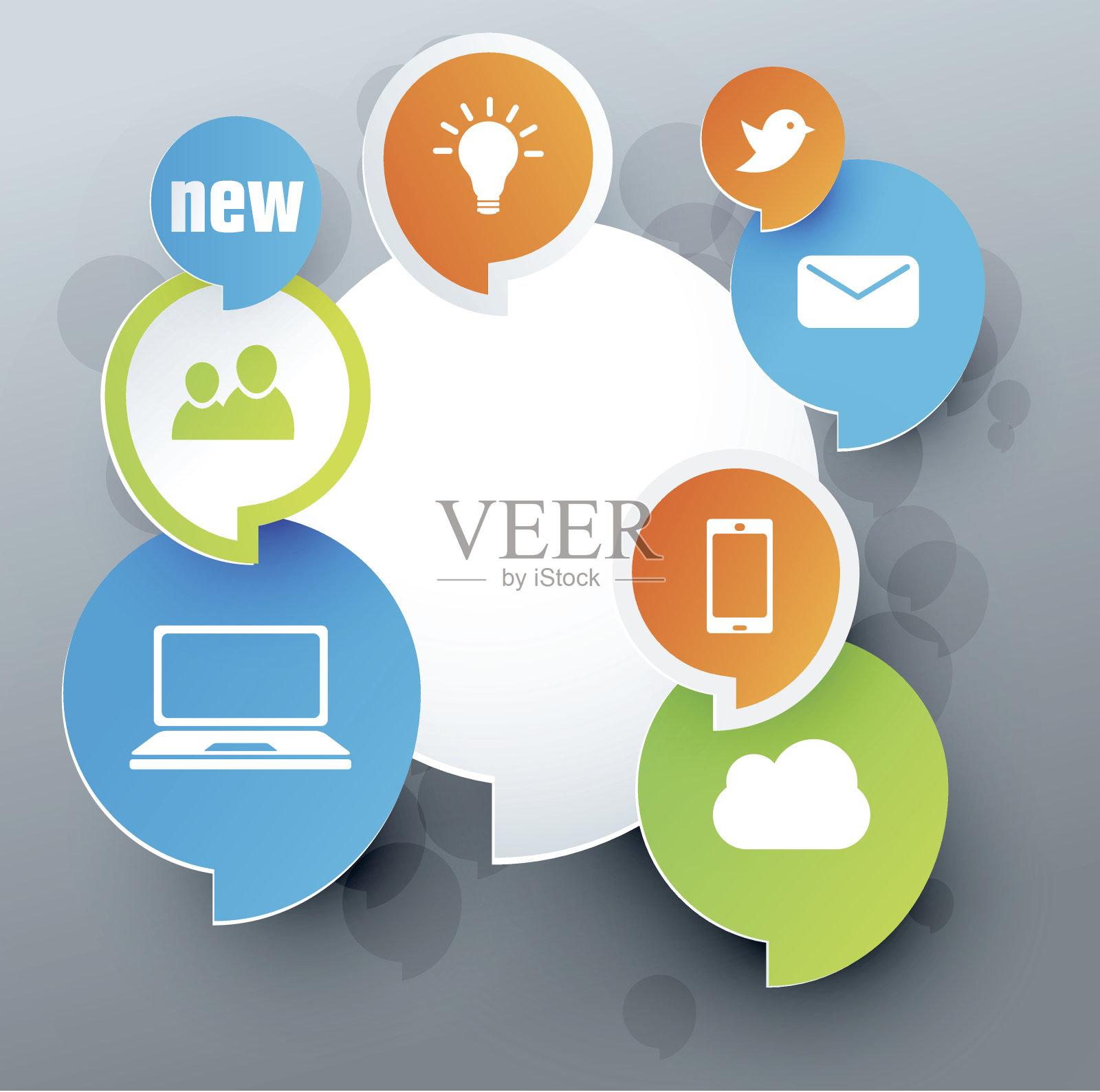 社交媒体5插画图片素材