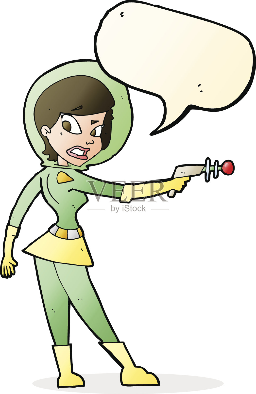 卡通科幻女孩说话泡泡设计元素图片