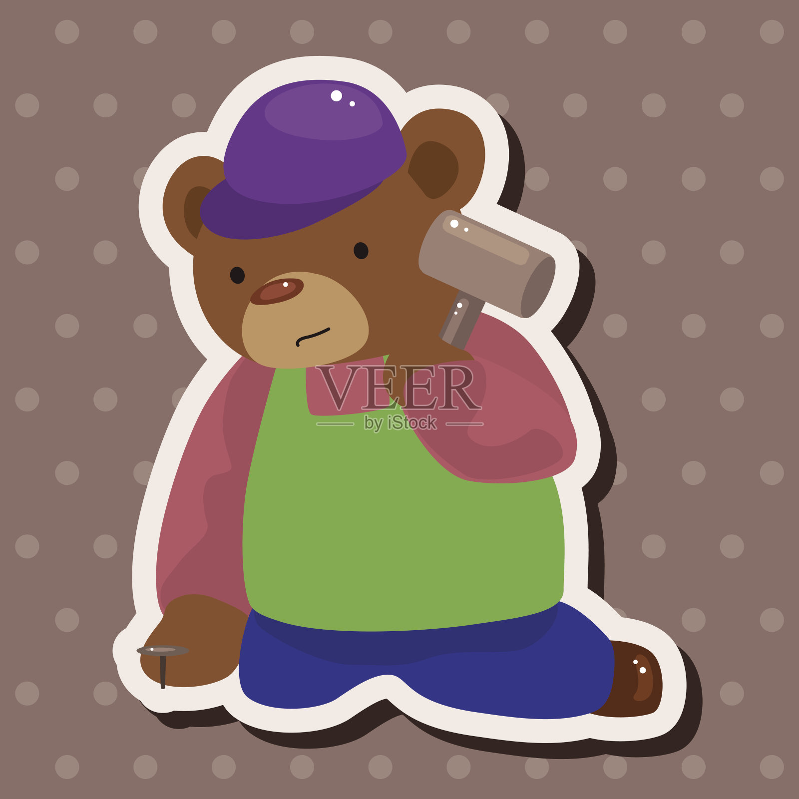 动物熊工作者卡通主题元素插画图片素材