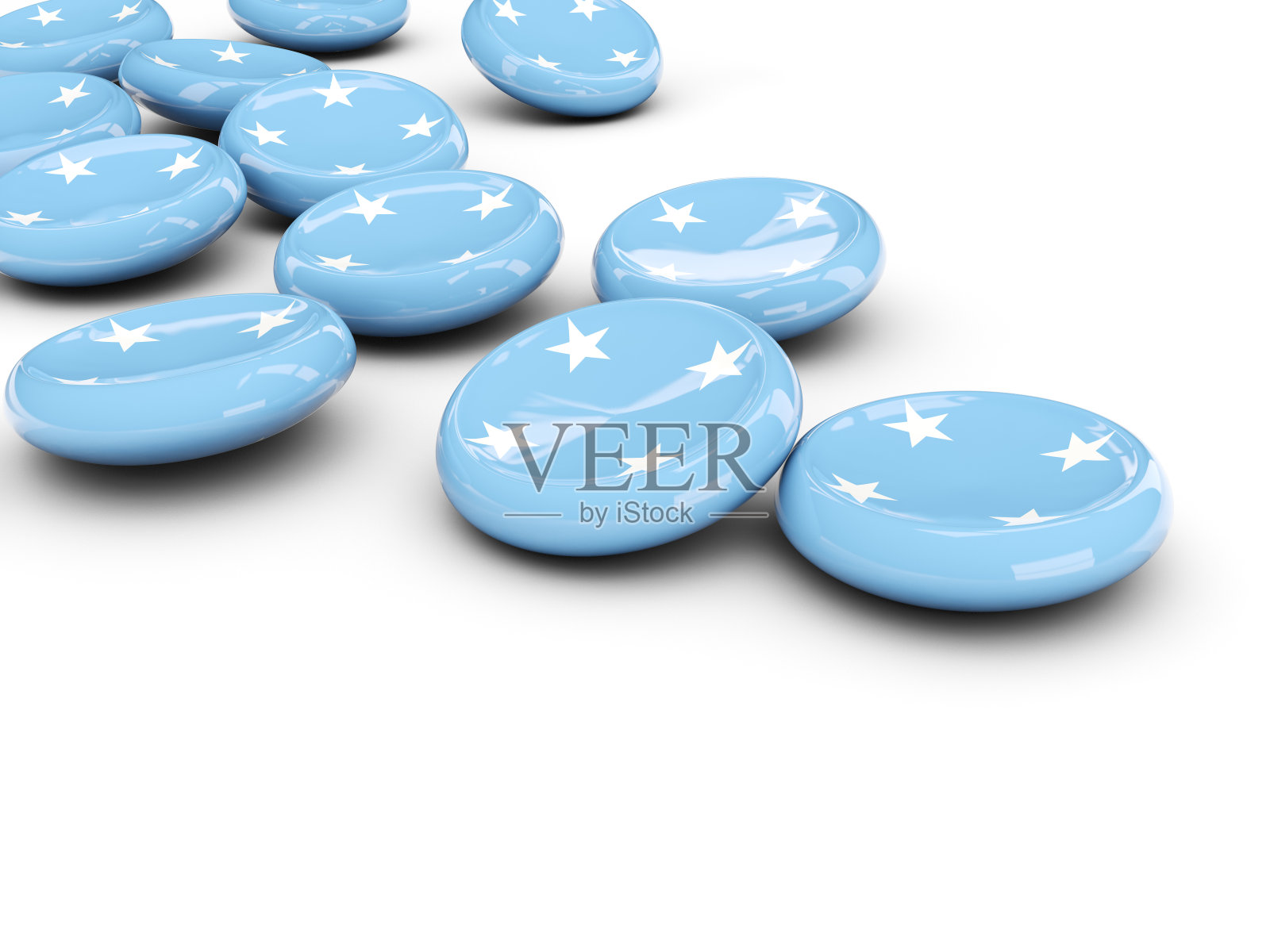 密克罗尼西亚国旗，圆形按钮照片摄影图片