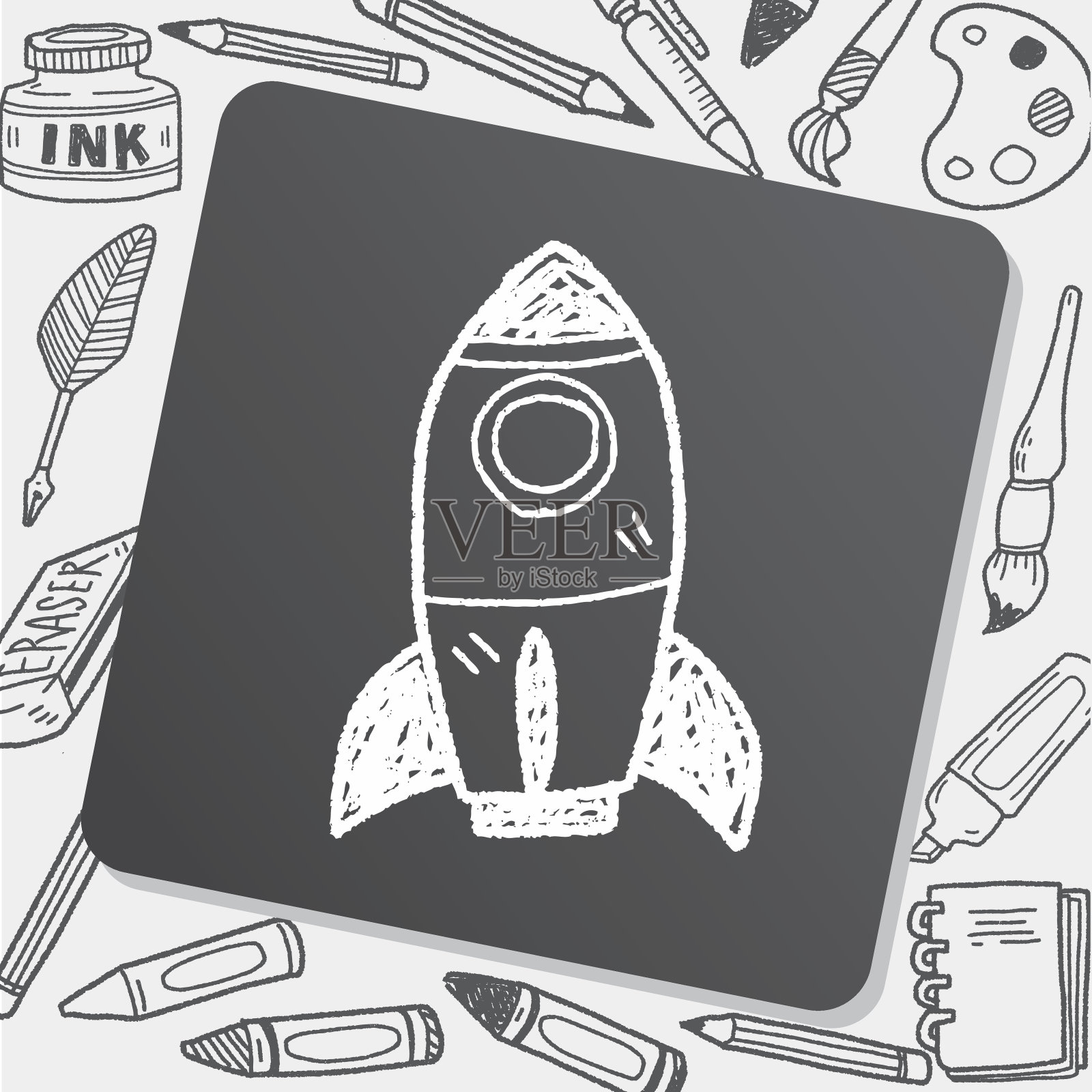 火箭涂鸦插画图片素材