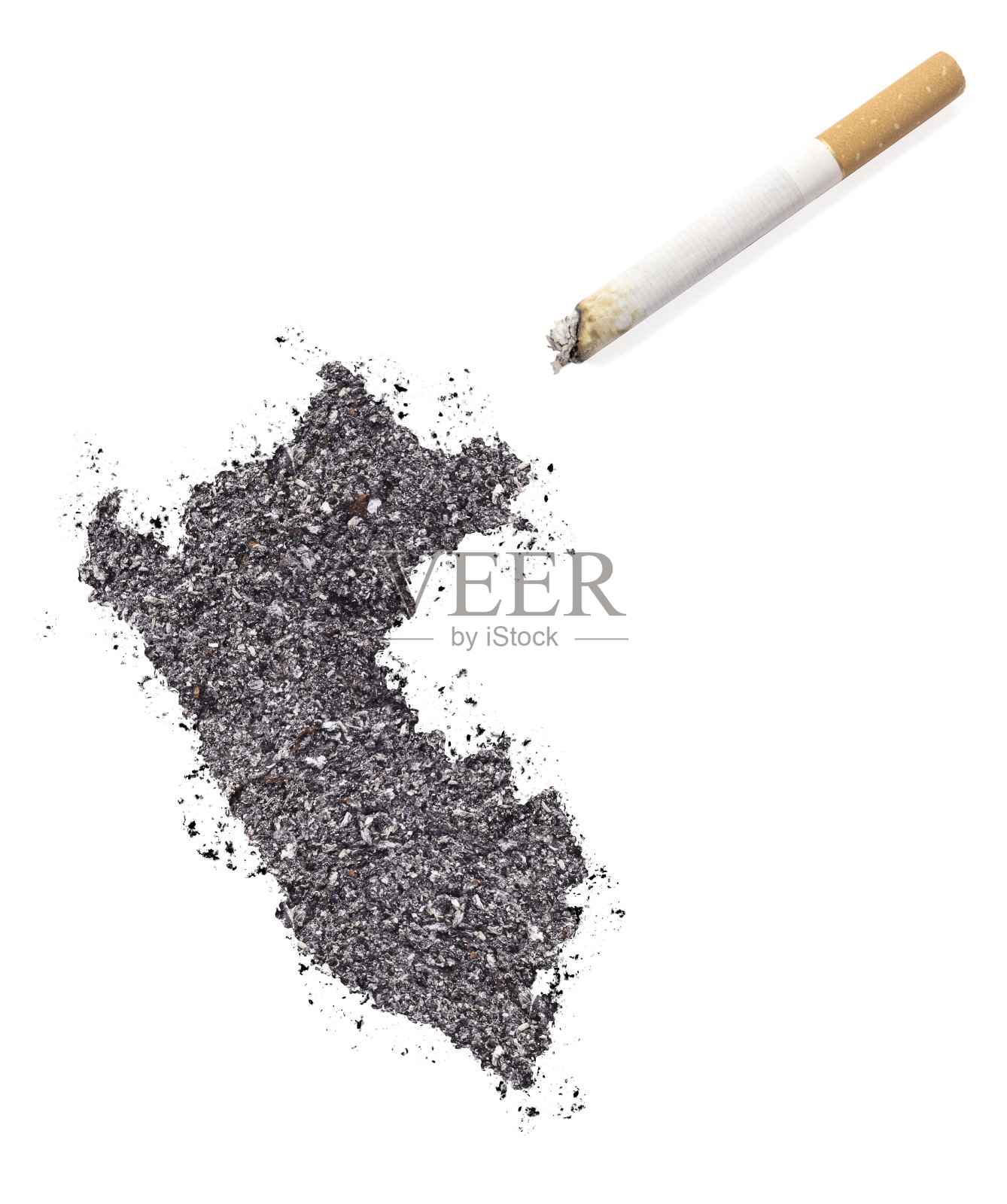 秘鲁形的灰和香烟。(系列)照片摄影图片