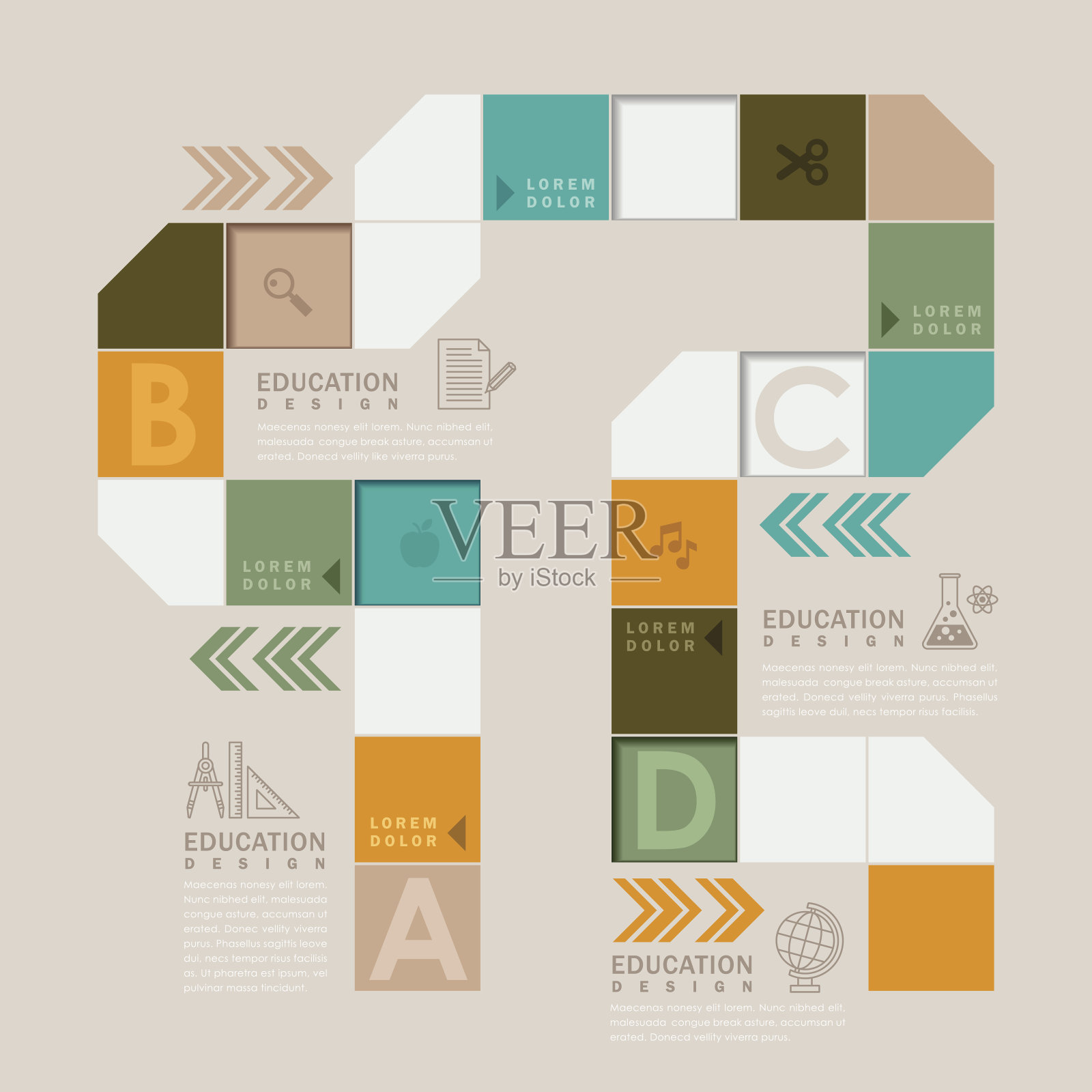 彩色棋盘游戏或工作流程信息图设计插画图片素材