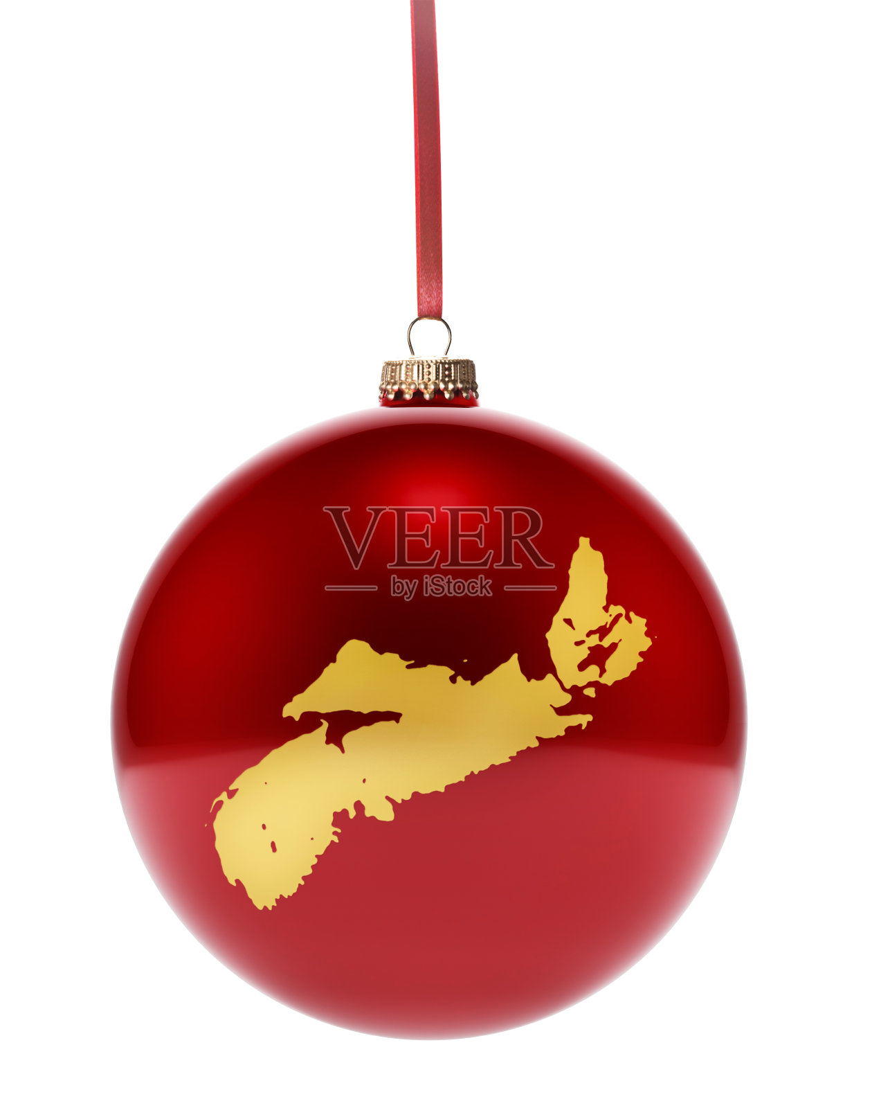 带有新斯科舍省金色形状的红色小装饰品(系列)照片摄影图片