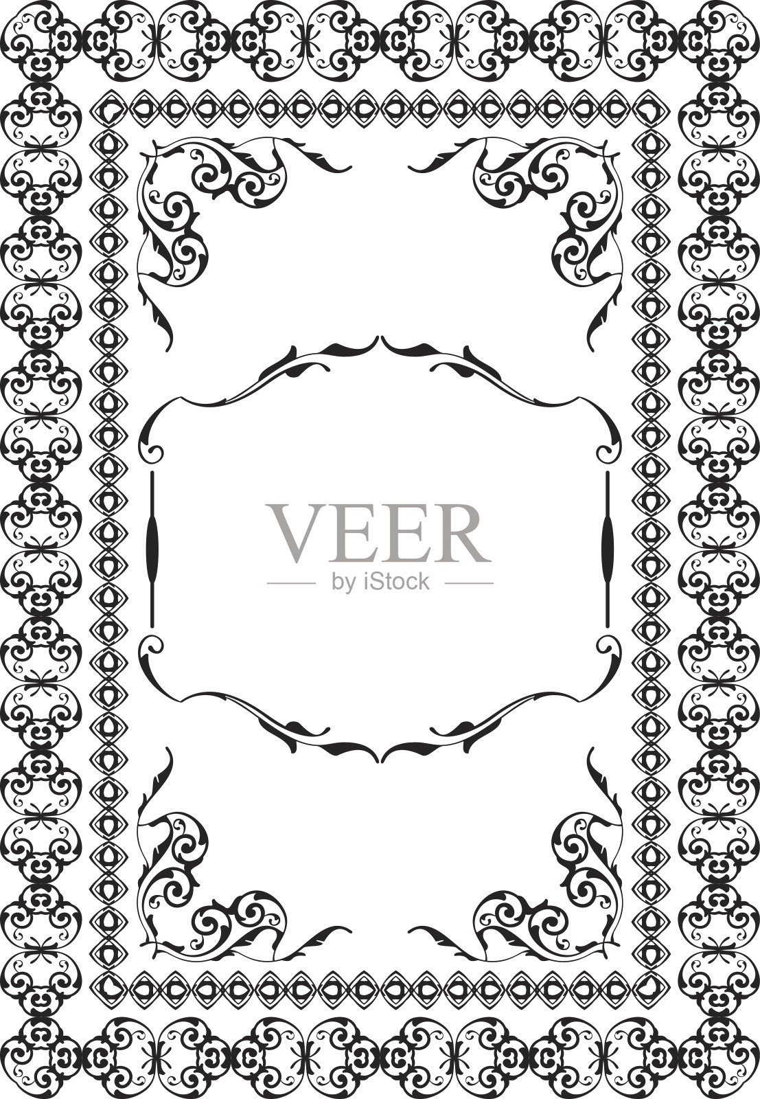 巴洛克风格的精美复古艺术页面插画图片素材