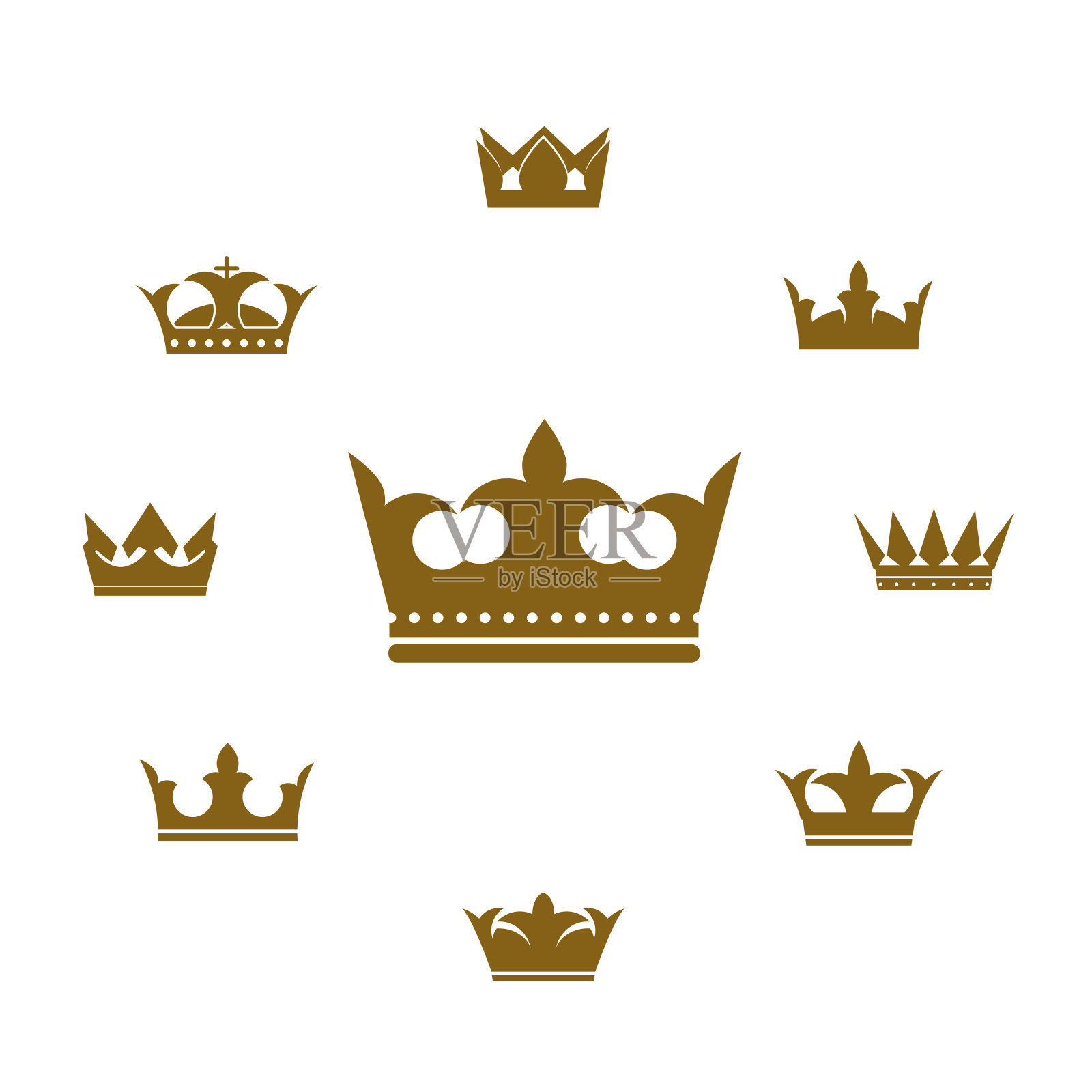一组矢量图标。形状的王冠插画图片素材