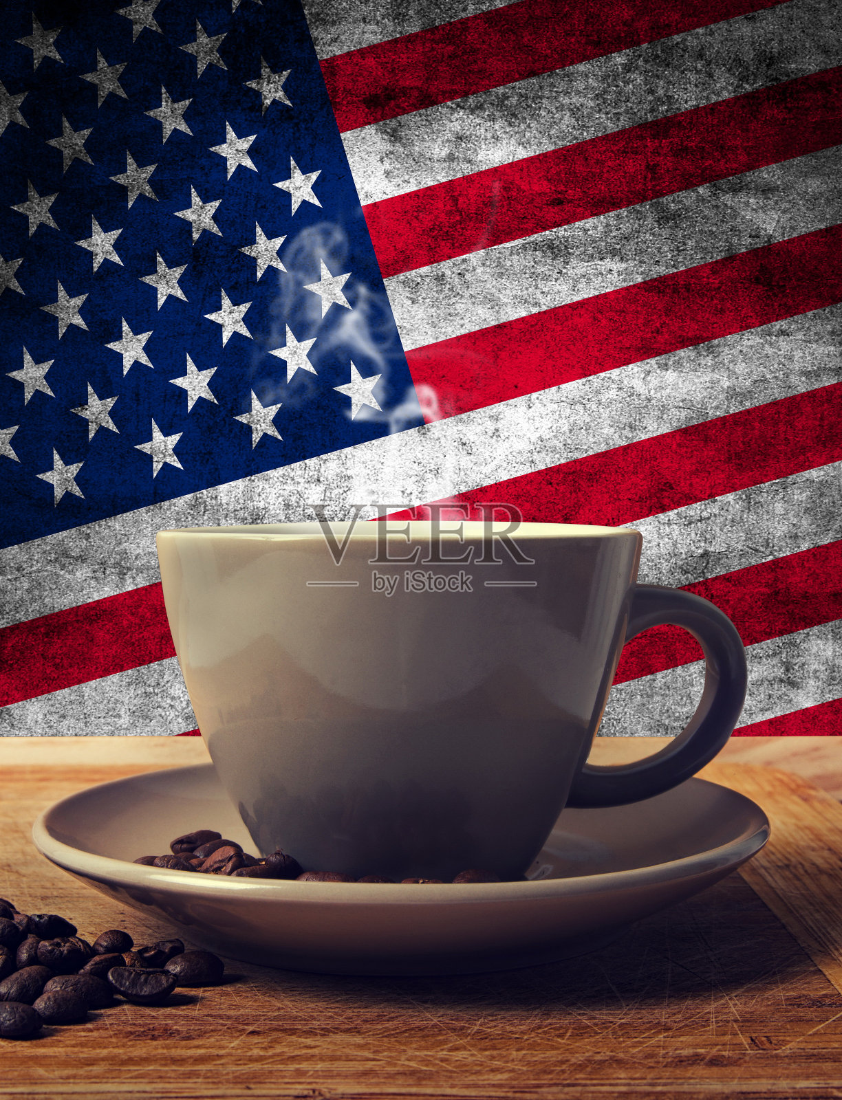 咖啡和旗帜照片摄影图片