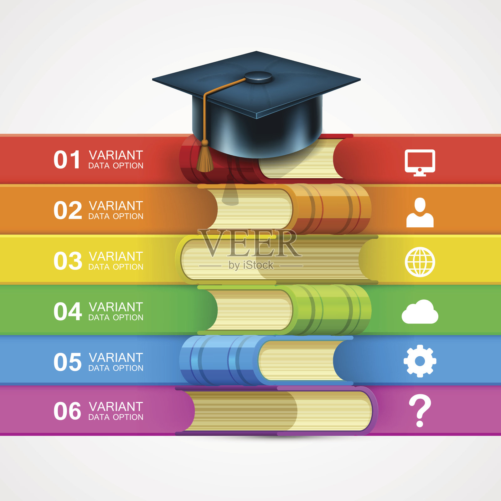 书堆栈信息在白色的背景插画图片素材