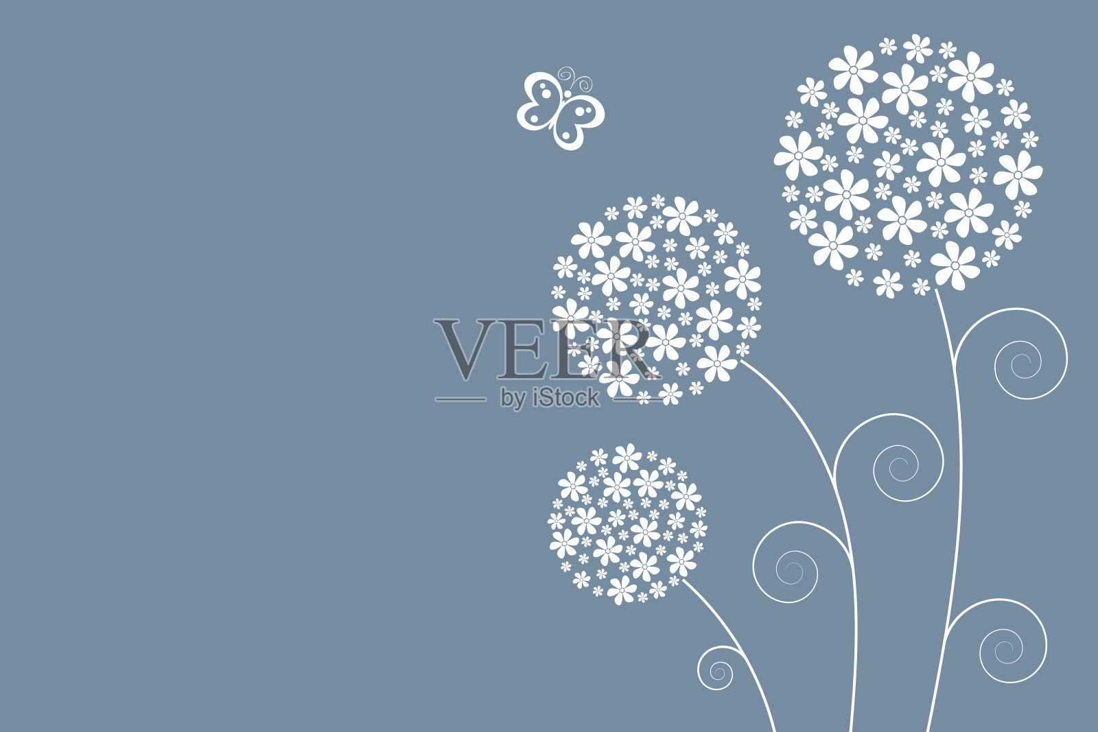 蓝色的花插画图片素材