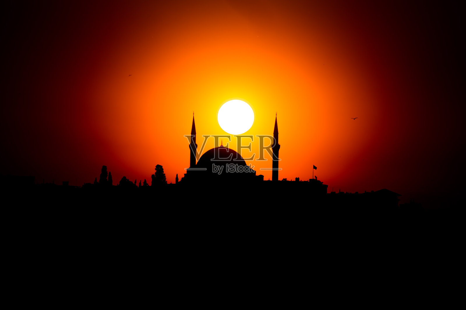 日落和清真寺照片摄影图片