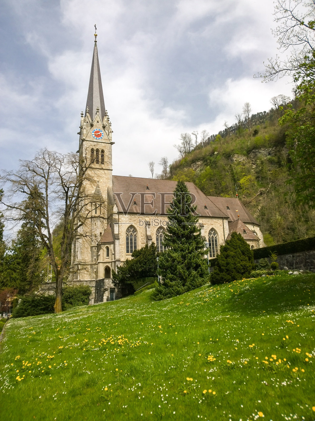 位于列支敦士登瓦杜兹的圣弗洛林大教堂照片摄影图片