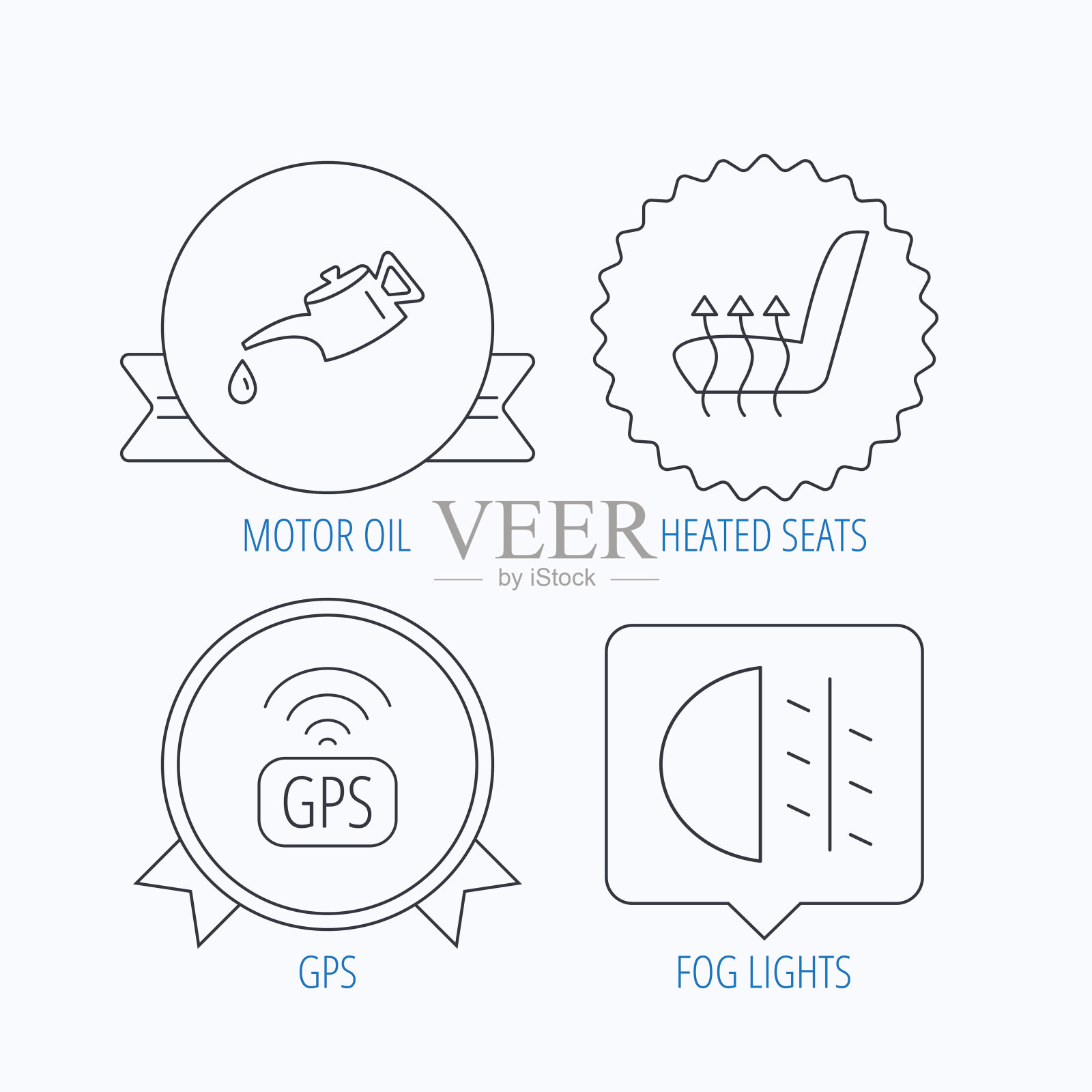 机油，过路雾灯和gps图标。插画图片素材
