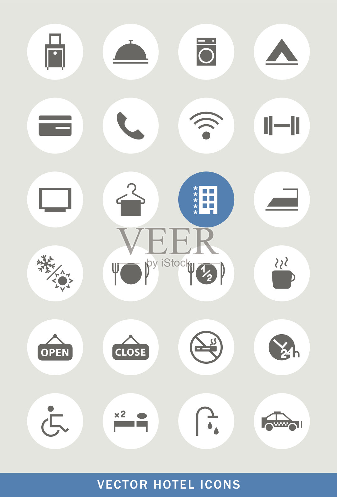 一套24个环球酒店图标。图标素材