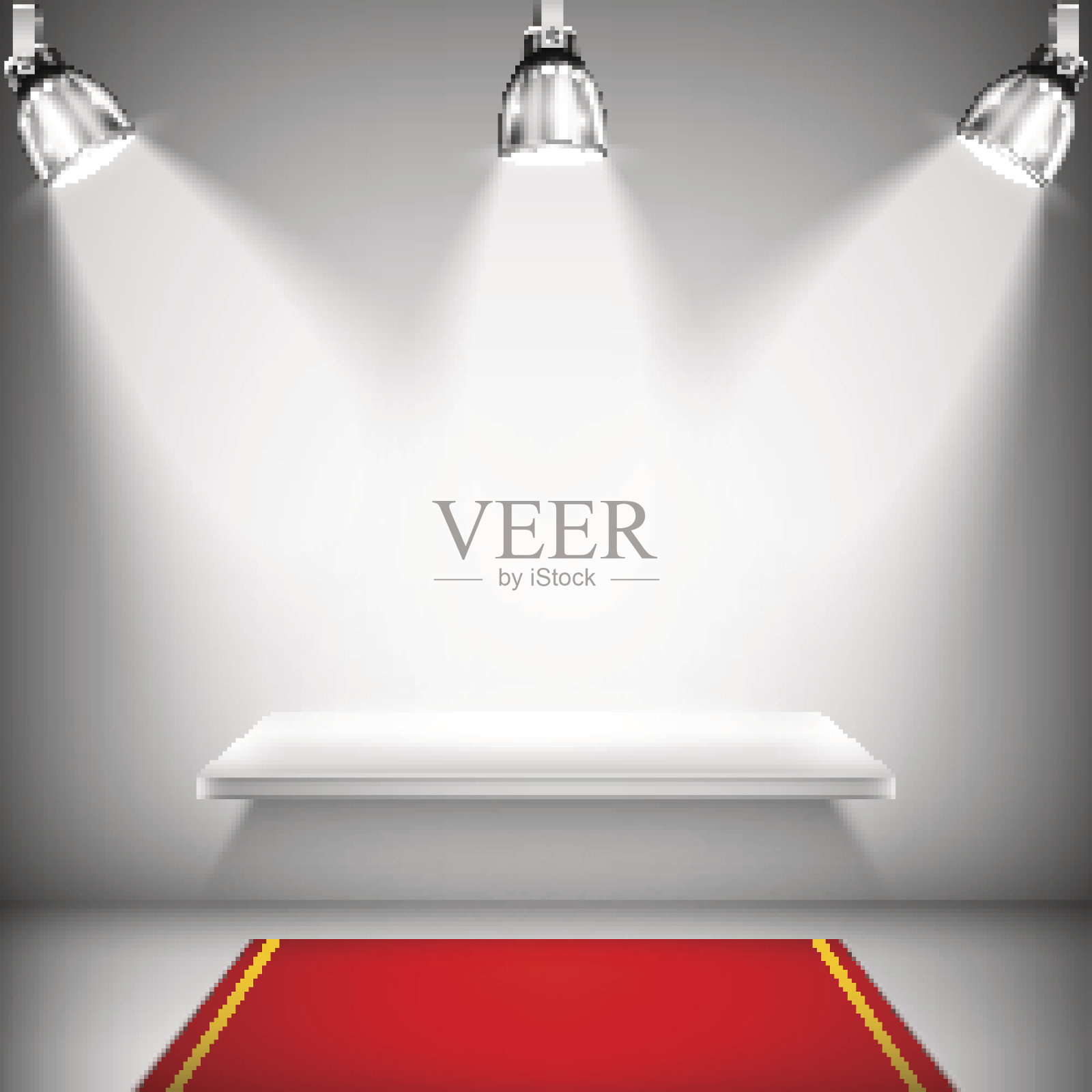 装饰有红地毯的书架插画图片素材